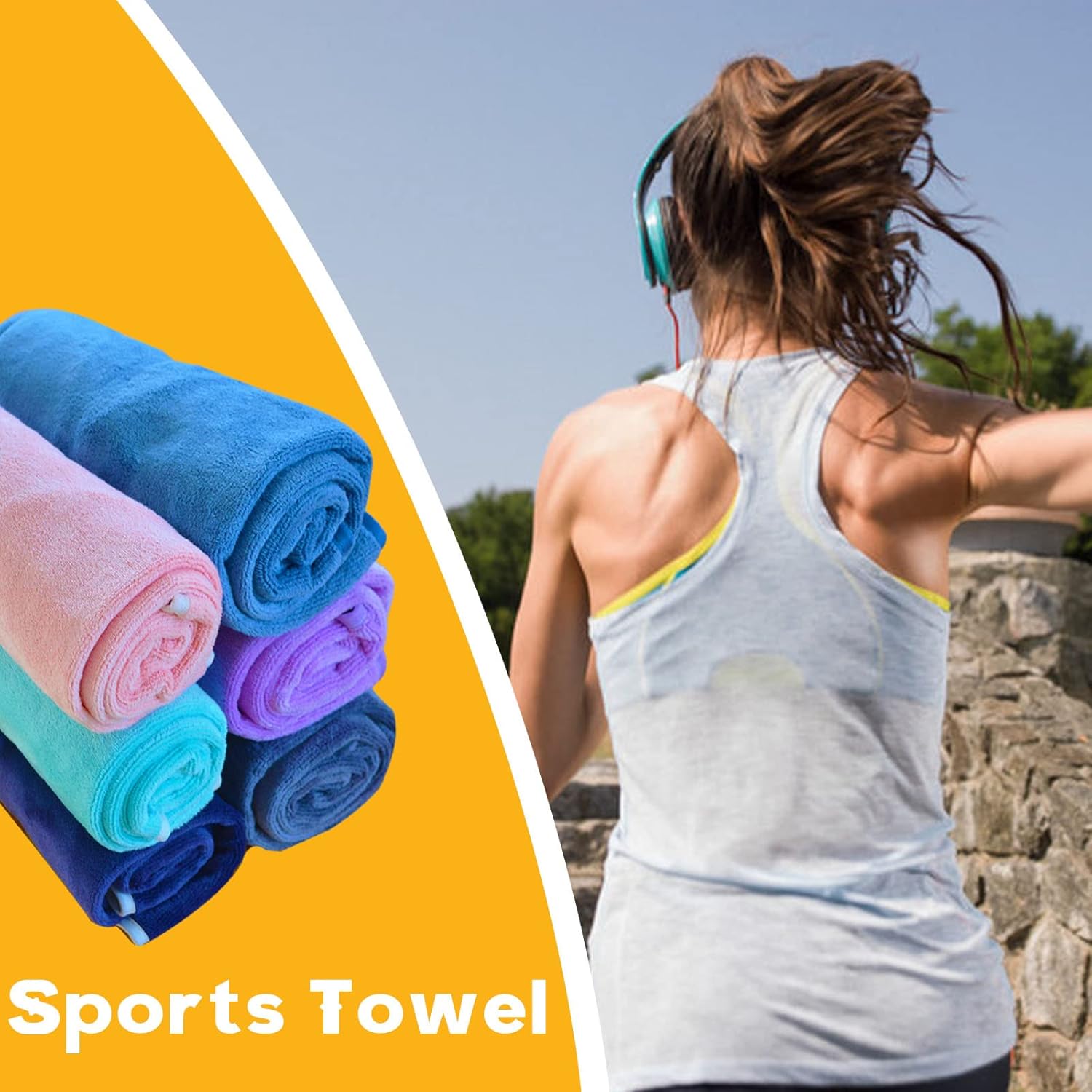 Microfiber Gym Towels Bigger Size Super Soft for Exercise Fitness, Sports, Workout, 380-GSM 15-Inch x 31-Inch Quick-Drying Towels (3 Pack, Grey+Blue+Purple) - Image 9