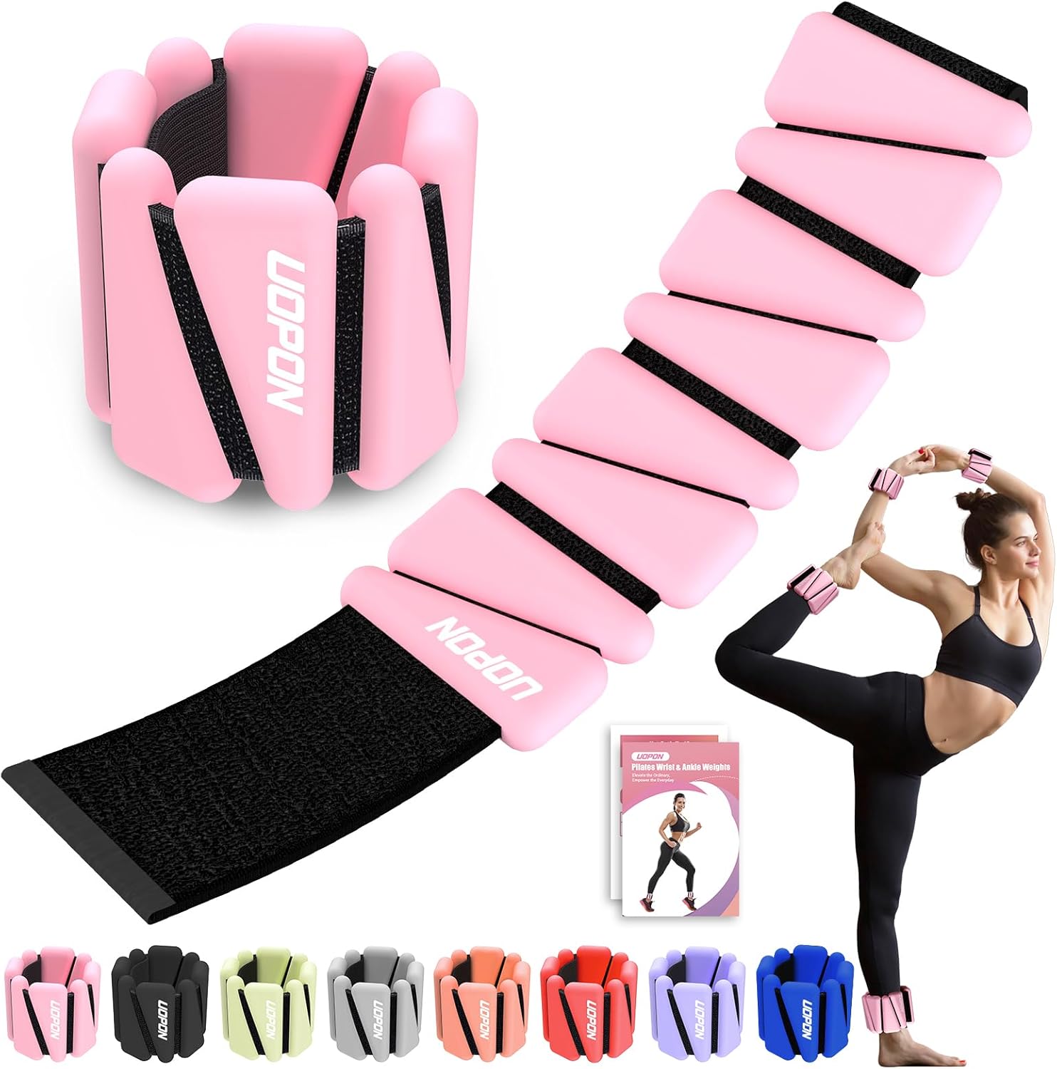 Wrist Ankle Weights for Women Set of 2, Adjustable Silicone Weighted Bangles, Wearable Ultra-durable Strips Weight Bracelet 2 lbs/4 lbs for Yoga, Pilates, Barre, Walking, Arm & Leg Workout - Image 2