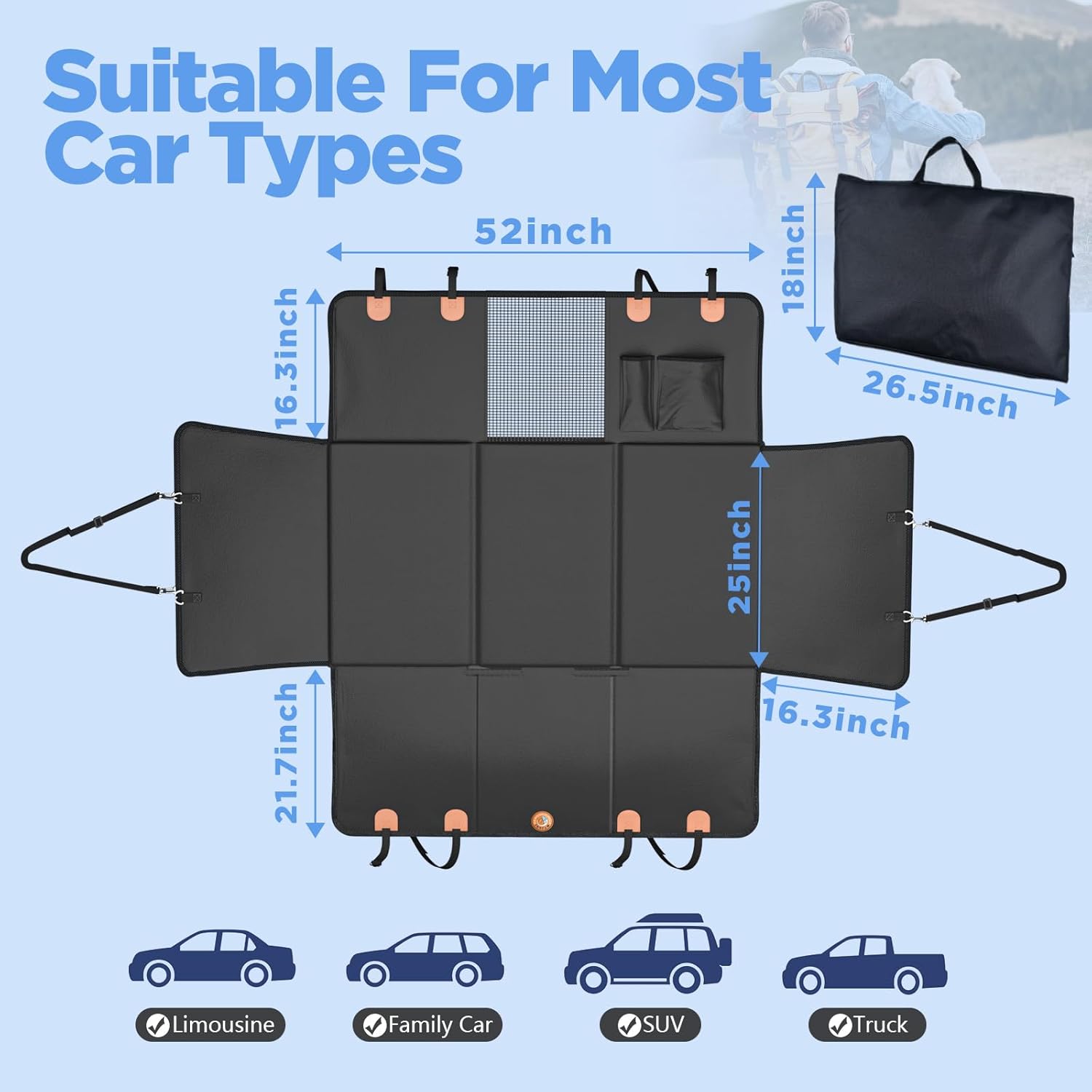 Back Seat Extender for Dogs, Waterproof Dog Car Seat Cover for Back Seat with Hard Bottom, 2025 Upgraded Material, Anti Scratch, Safer, Easy to Use and Clean, Holds 400lbs - Image 6