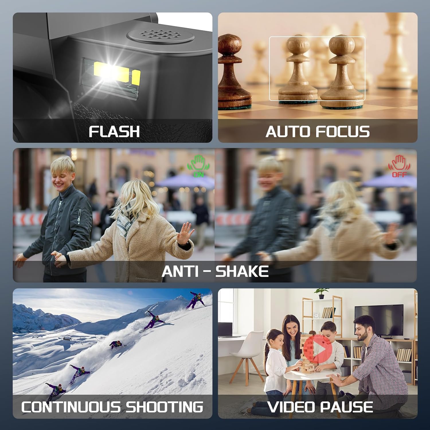 48MP Digital Cameras for Photography with WiFi & App Control,4K Autofocus Vlogging Camera for YouTube with 16X Zoom, Anti-Shake, 32GB TF Card, Dual Batteries, 52mm Wide Angle & Macro Lens - Image 6