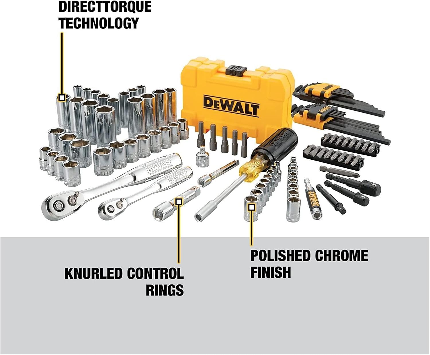 DEWALT Mechanics Tools Kit and Socket Set, 1/4" & 3/8" Drive, SAE, 108-Piece (DWMT73801) - Image 4