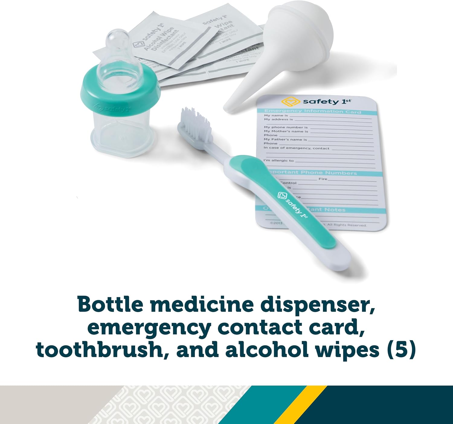 Safety 1st Deluxe Baby Healthcare and Grooming Kit, Pyramids Aqua, Newborn Baby Essentials, One Size, 24 Pieces - Image 8