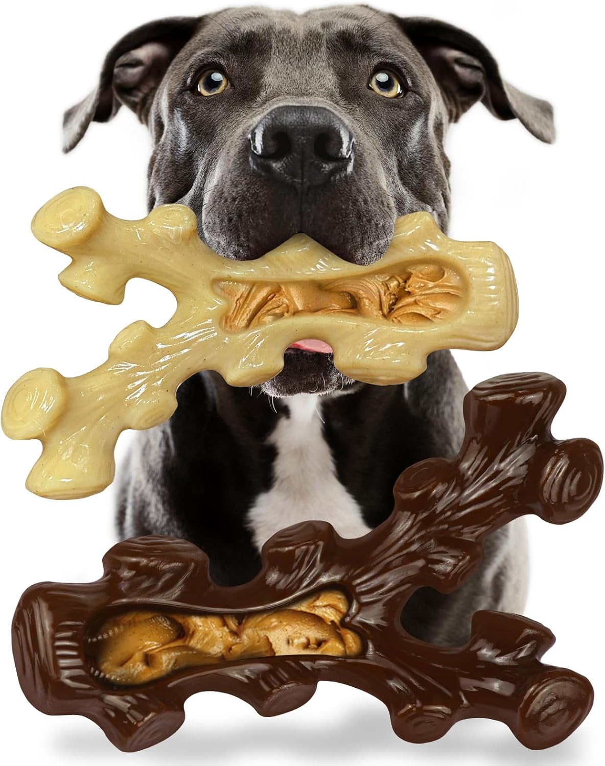 2 Pack Dog Chew Toys for Aggressive Chewers,Boredom and Stimulating Best Dog Toys for Medium/Large Breed,Tough Almost Indestructible Dog Bones for Teeth Cleaning and Training - Image 2