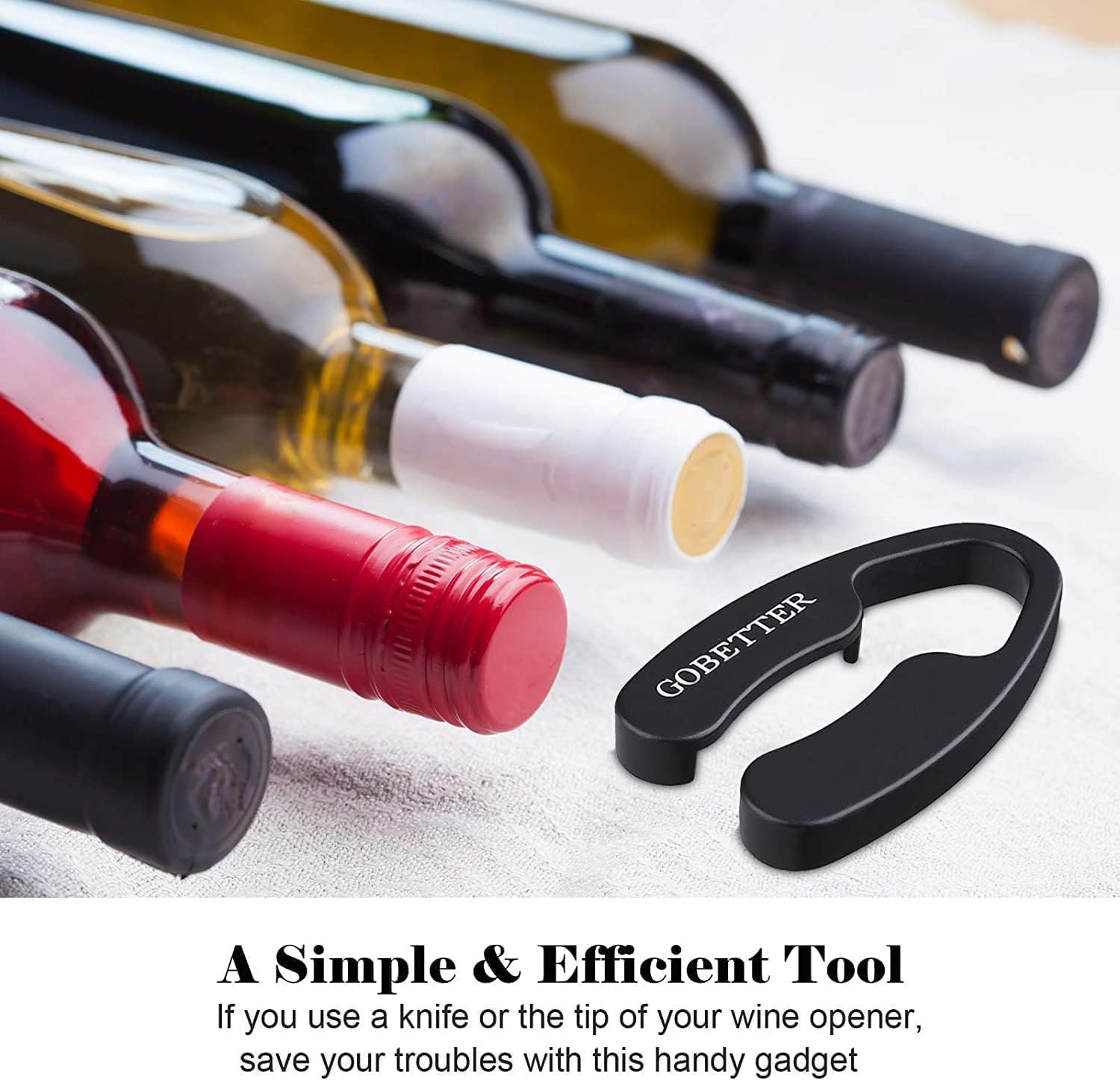 GOBETTER 2 Pcs Wine Foil Cutter Magnetic Design, 4 Stainless Blades Foil Remover Wine Bottles Opener Accessory, Removes Foil Top Effortlessly for Wine Lovers, Black - Image 5