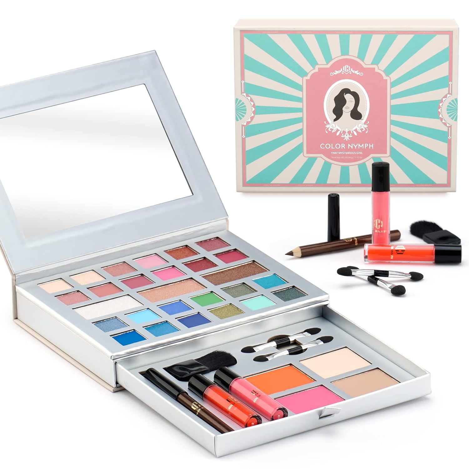 Color Nymph All-in-One Makeup Kit - Perfect for Women, Teens, and Beginners! Unlock Endless Possibilities with 24 Gorgeous Shades of Matte and Shimmer Eyeshadow, Highly Pigmented Lip Glosses, Eyeliner - Image 2