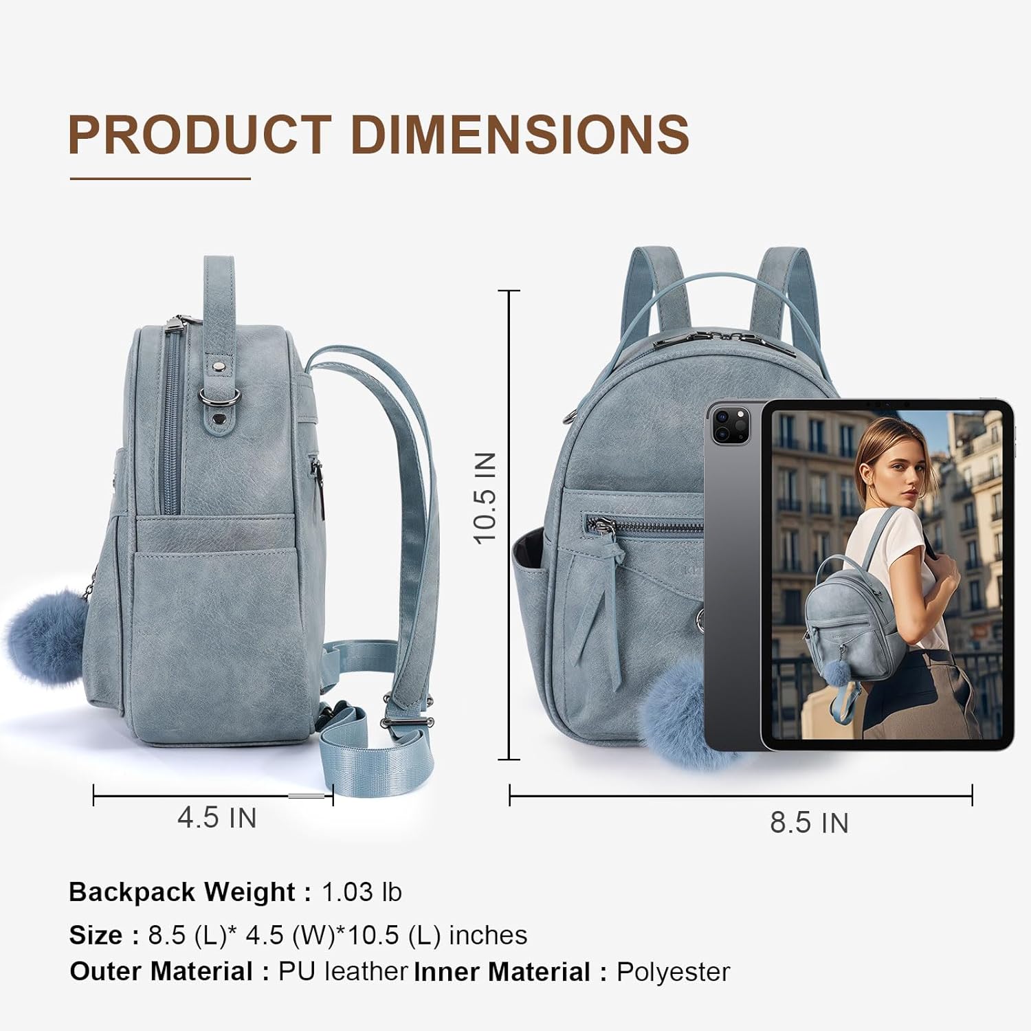Mini Backpack Purse for Women Fashion Cute Small Travel Backpacks Pompom Daypacks Shoulder Handbag - Image 4