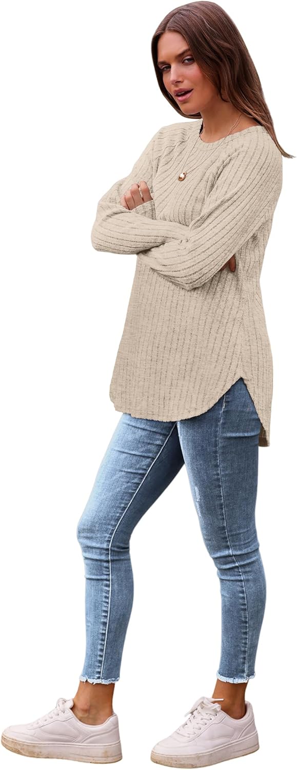 Saloogoe Long Sleeve Shirts for Women Tunic Tops for Women Loose Fit Dressy Crew Neck Pullover Basic Sweaters for Women 2024 - Image 5