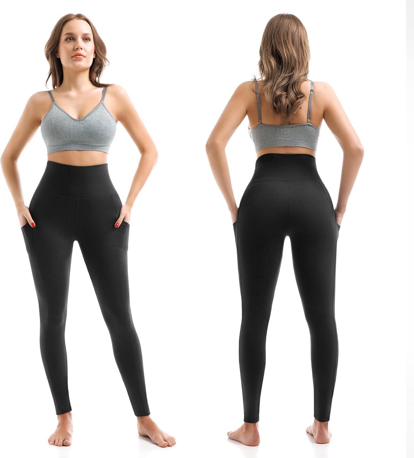 SINOPHANT High Waisted Leggings with Pockets Women, Buttery Soft Elastic Tummy Control Stretchy - Image 3