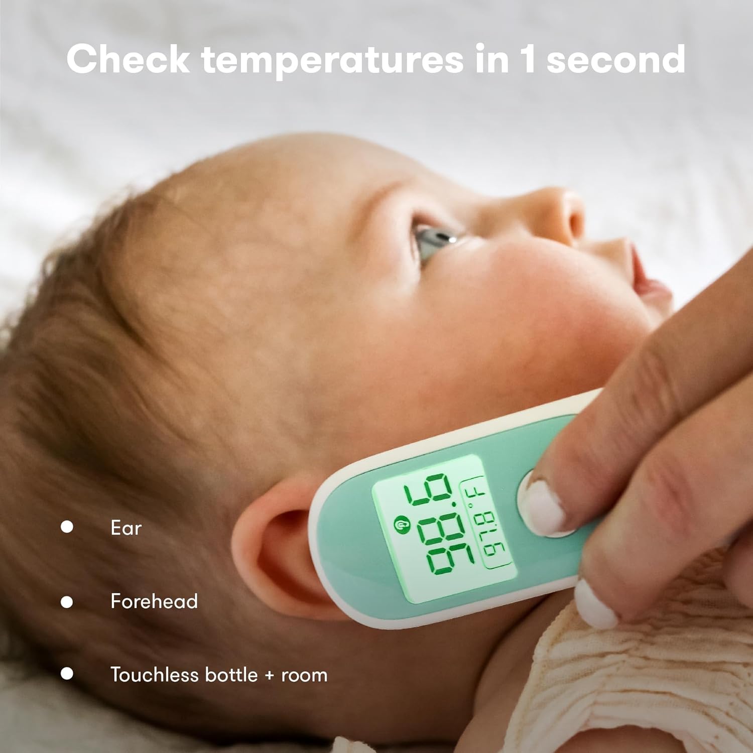 Frida Baby Thermometer, 3-in-1 Infrared Thermometer for Ear, Forehead & Touchless, FSA/ HSA Eligible Fever Thermometer for Baby, Infants ,Toddlers, Kids & Adults - Image 3