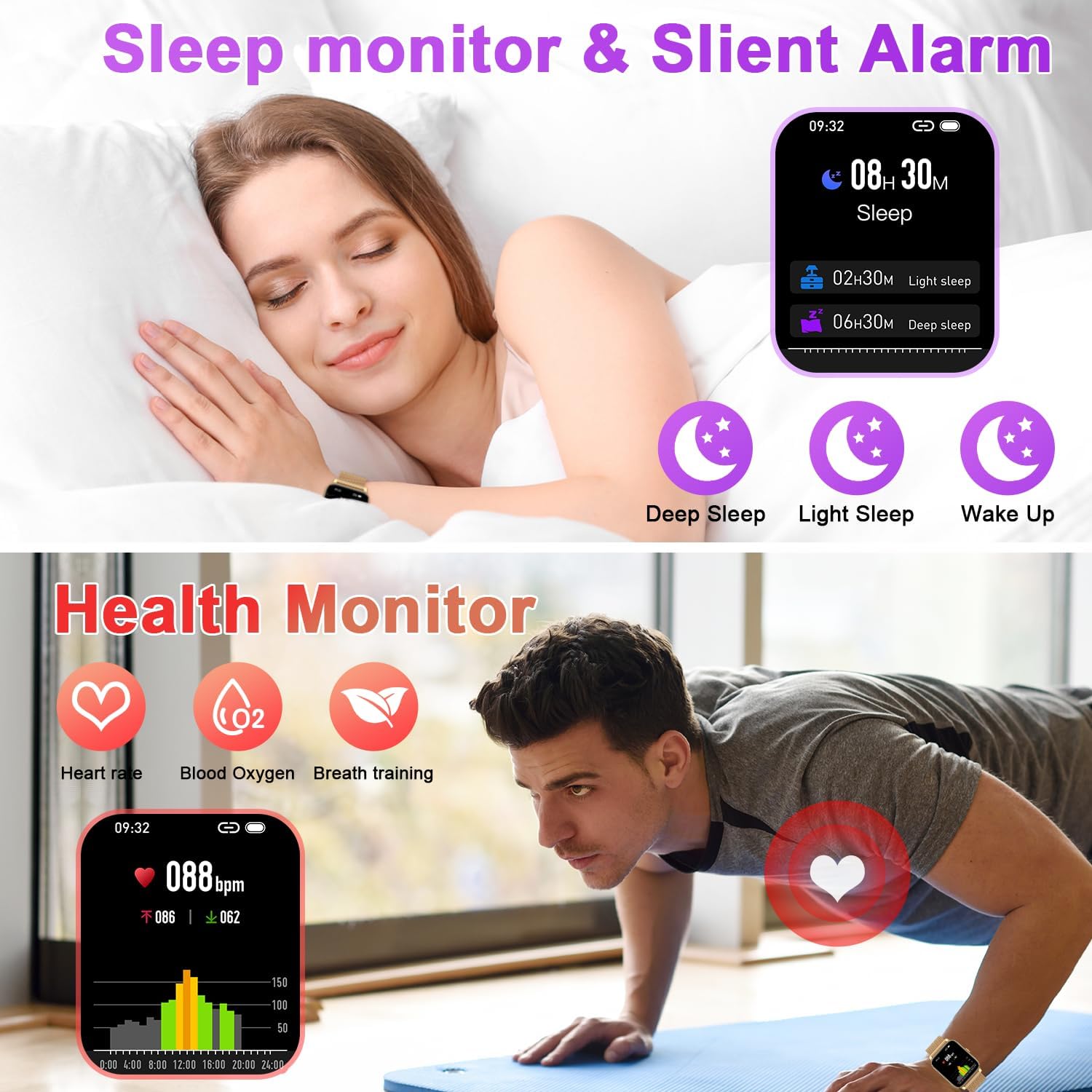 Smart Watch for Women Fitness Tracker: Gold Smart Watches for Women Digital Mens Watches Make/Answer Call Waterproof Running Smartwatch Android Phone iPhone Samsung Compatible Heart Rate Monitor - Image 4