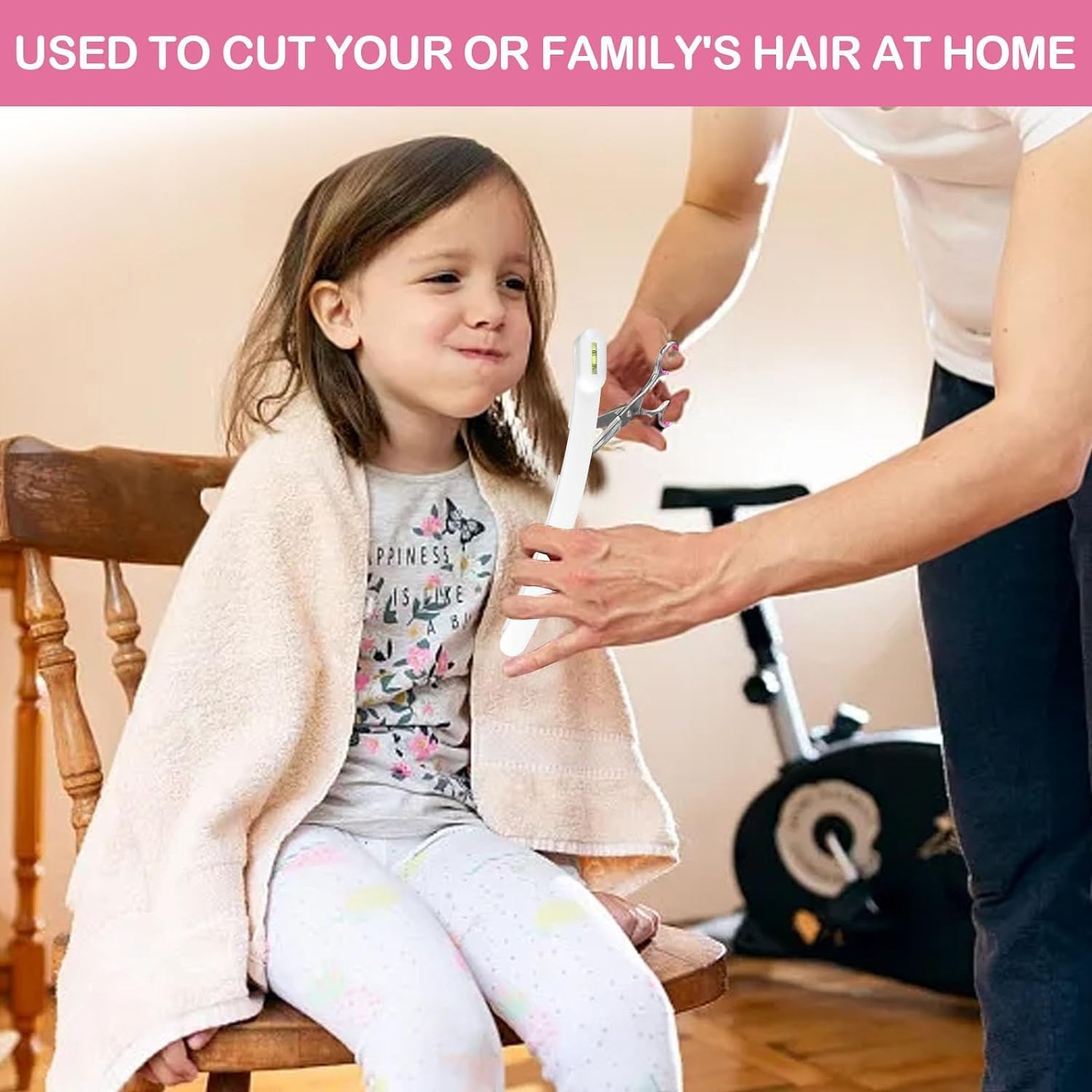 Professional Hair Cutting Kit for Women Gifts, Easy-to-Use Split Ends Hair Trimmer, DIY Home Hair Cutting Tools for Bangs, Layers, Bobs, Practical Hair Cutting Clip, Pink - Image 4