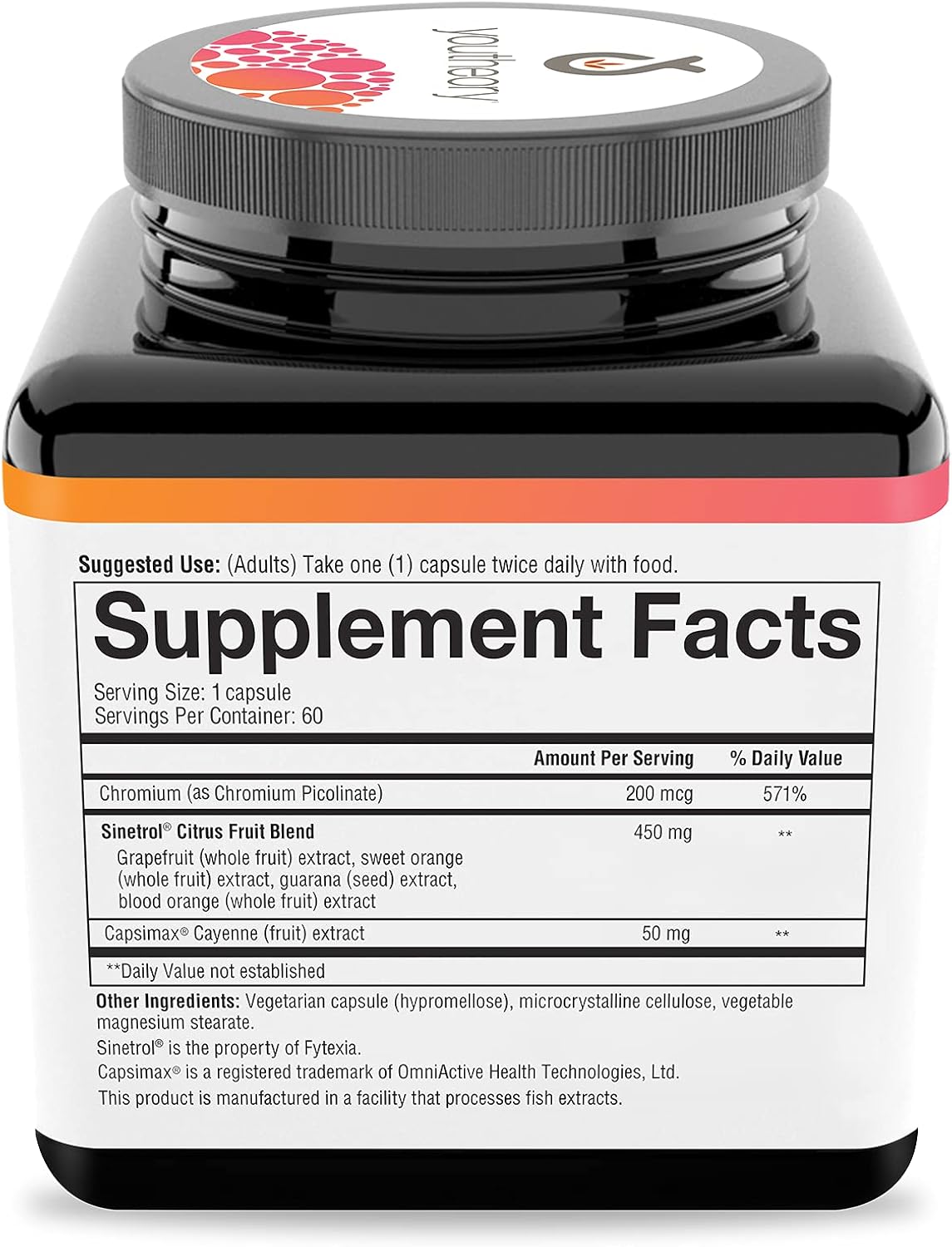 Youtheory Daily Fat Burner - Supports Body Composition & Metabolism - with Citrus Fruit Blend, Chromium & Cayenne Extract - Gluten, Soy & Dairy Free - 60 Vegetarian Capsules - Image 3