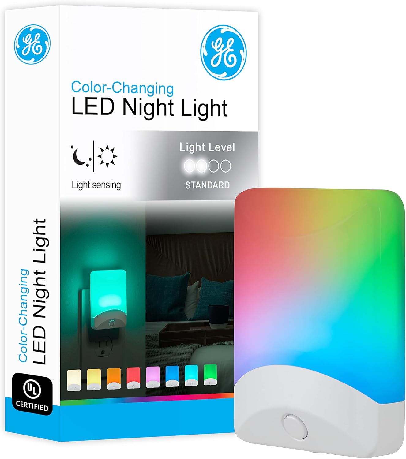 GE Color-Changing LED Night Light, Plug Into Wall, Dusk to Dawn Sensor, Ambient Lighting, for Bedroom, Childrens Room, Nursery, Safety Rated, 1 pack, 34693 - Image 2