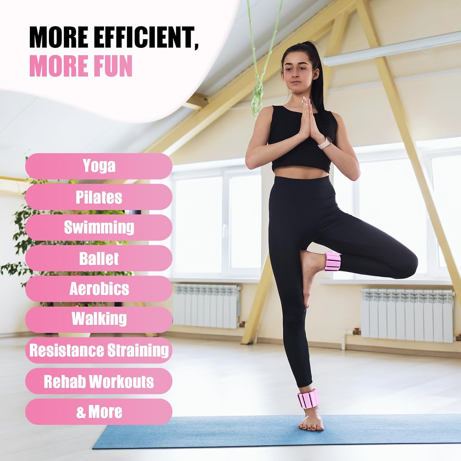 Pilates Wrist Ankle Weights for Women, Wearable Strong Arm & Leg Weights Set of 2(1 lb/2.2 lbs Each), Adjustable Ankle Weights for Walking, Yoga, Dance, Barre, Gym - Image 6