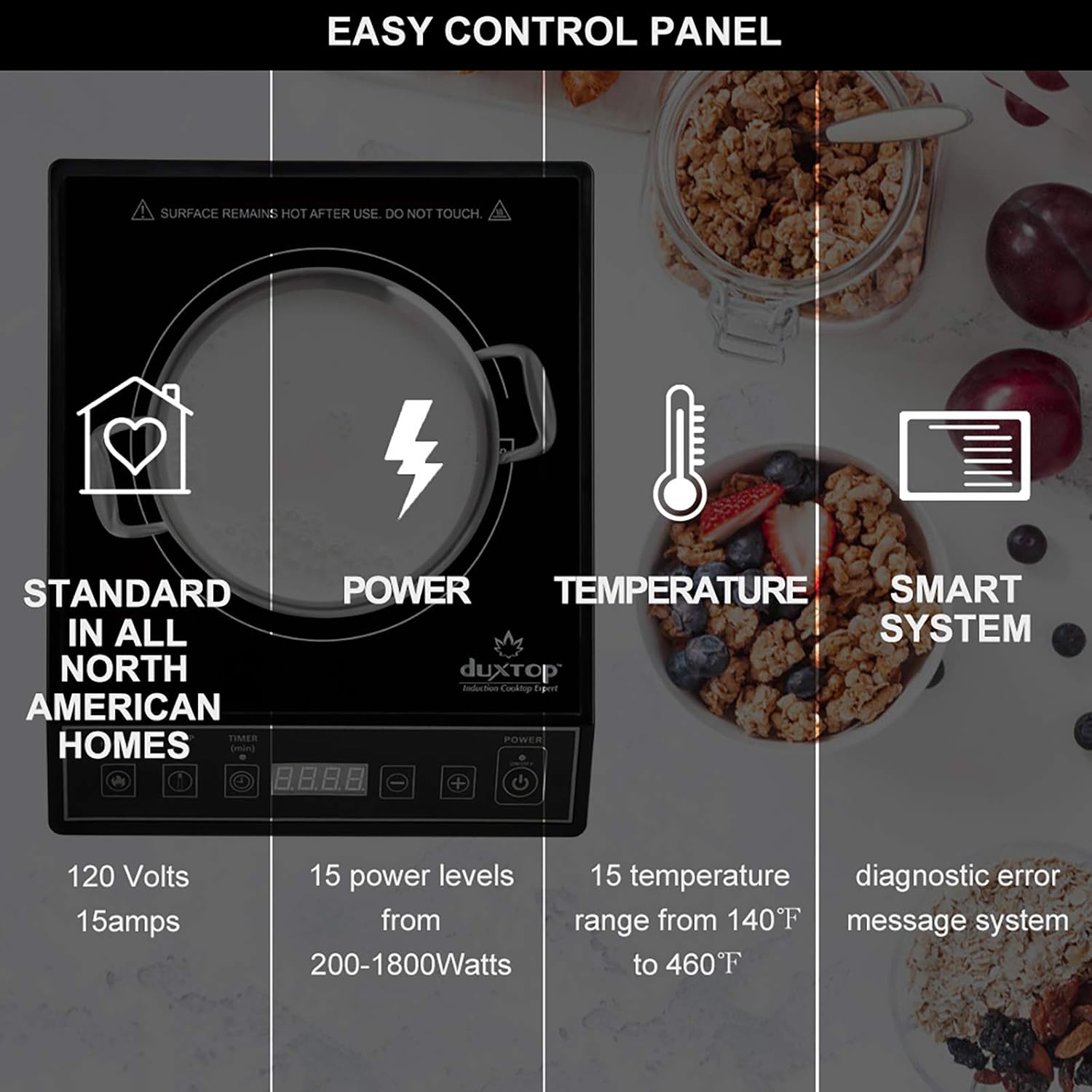 Duxtop 1800W Portable Induction Cooktop Countertop Burner, Black 9100MC/BT-M20B - Image 9