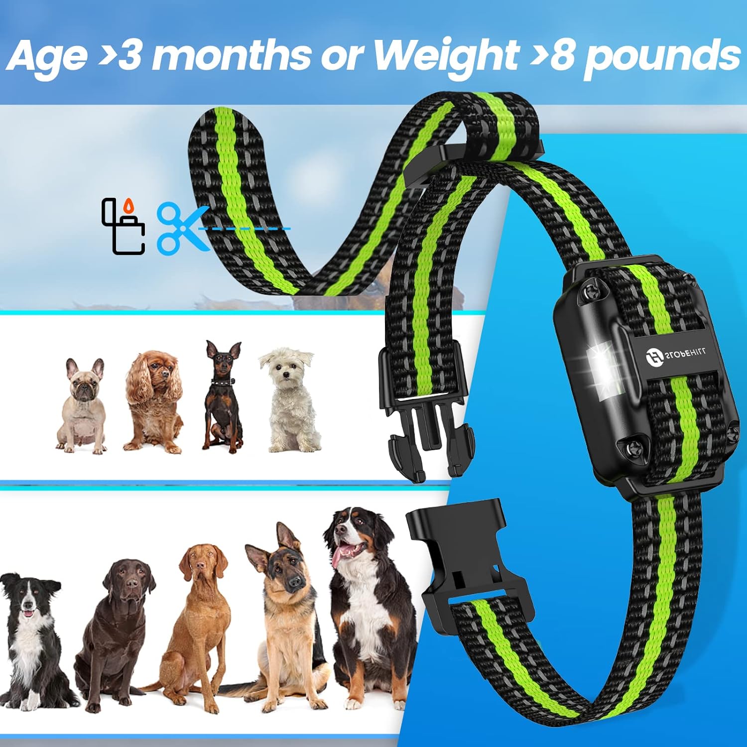 Dog Training Collar with 7 Training Modes, 2600Ft Remote Electronic Dog Shock Collar, Electric Shock Collar for Small Medium Large Dogs (Green) - Image 7