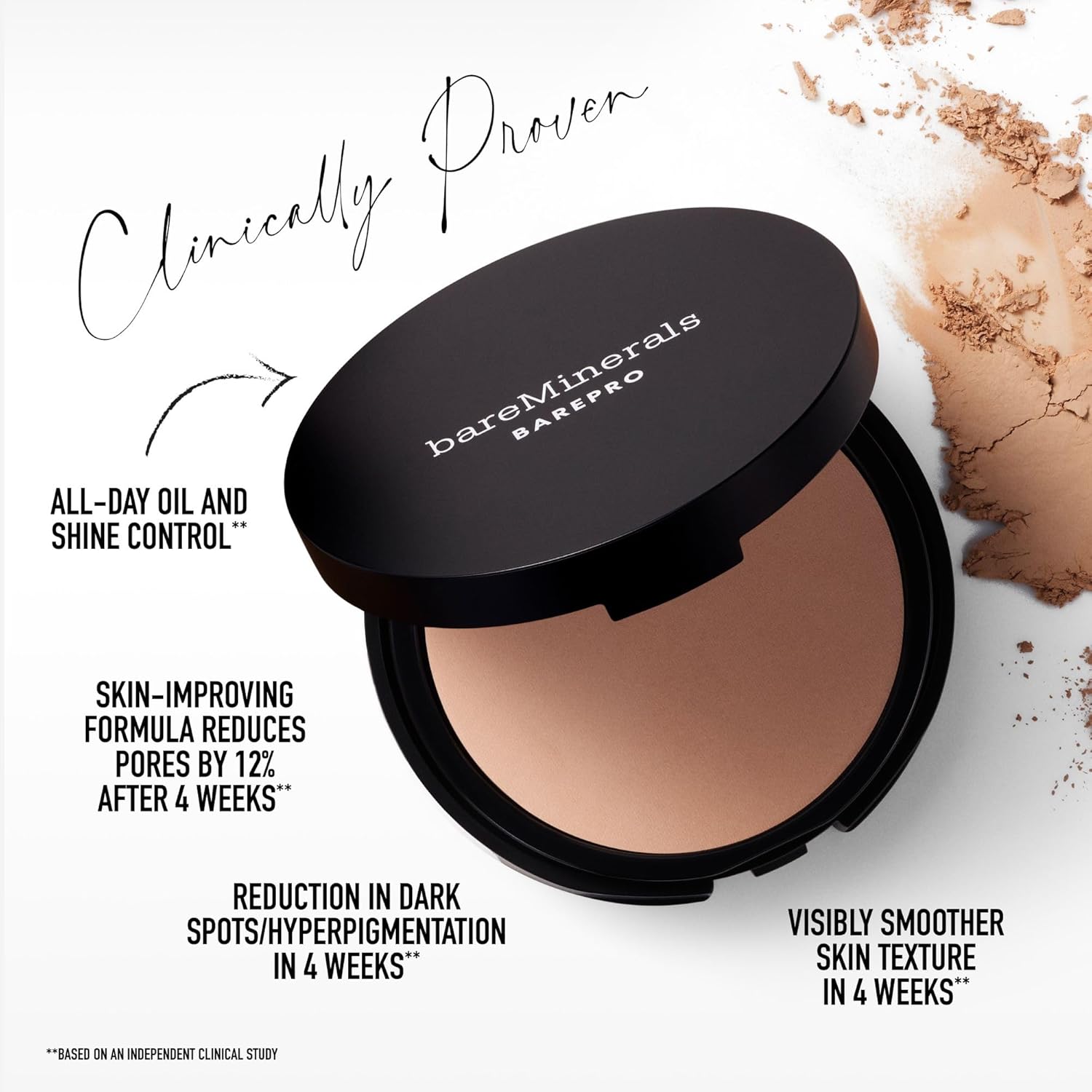 bareMinerals Barepro Skin-Perfecting Powder Foundation, Matte Pressed Powder Foundation Full Coverage with Plant-Based Squalene, Oil Control, Vegan - Image 4
