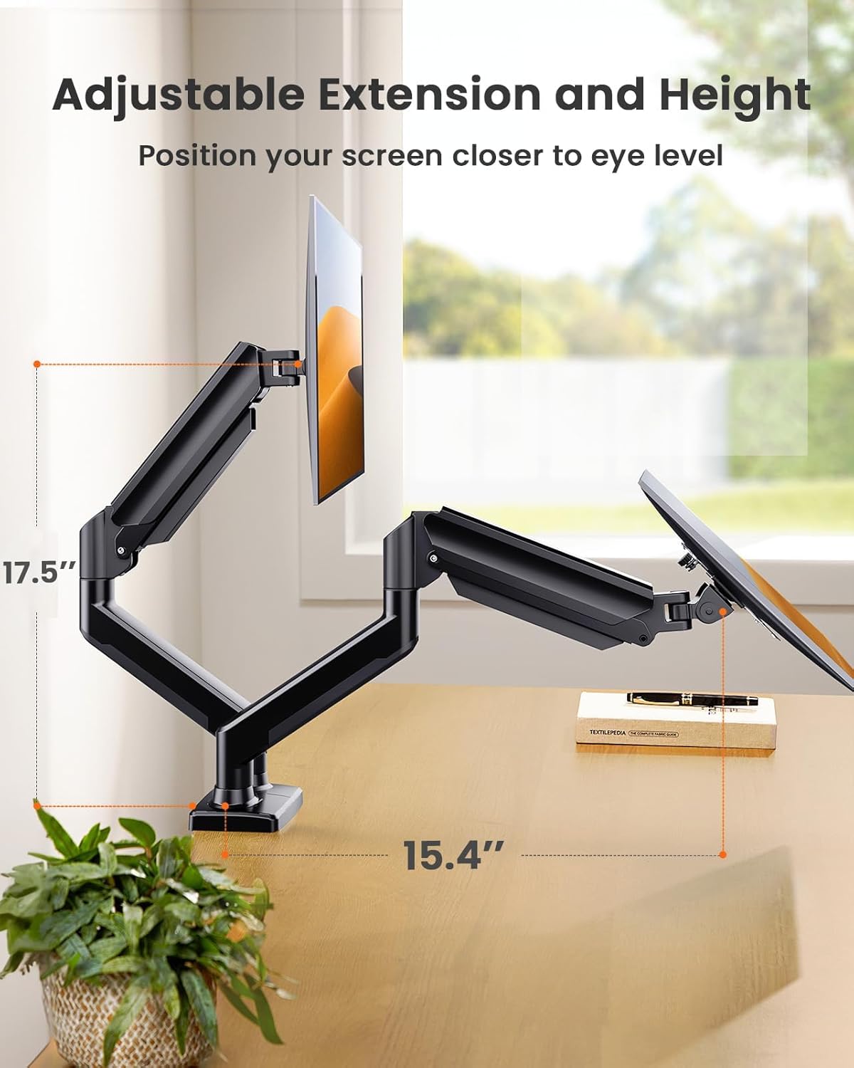 ErGear Dual Monitor Stand up to 32 inches Screen, Load-Bearing Max 22 lbs Each Arm, Adjustable Dual Monitor Mount, Sturdy Steel vesa Monitor Mount with Stable VESA 75x75 100x100mm - Image 6