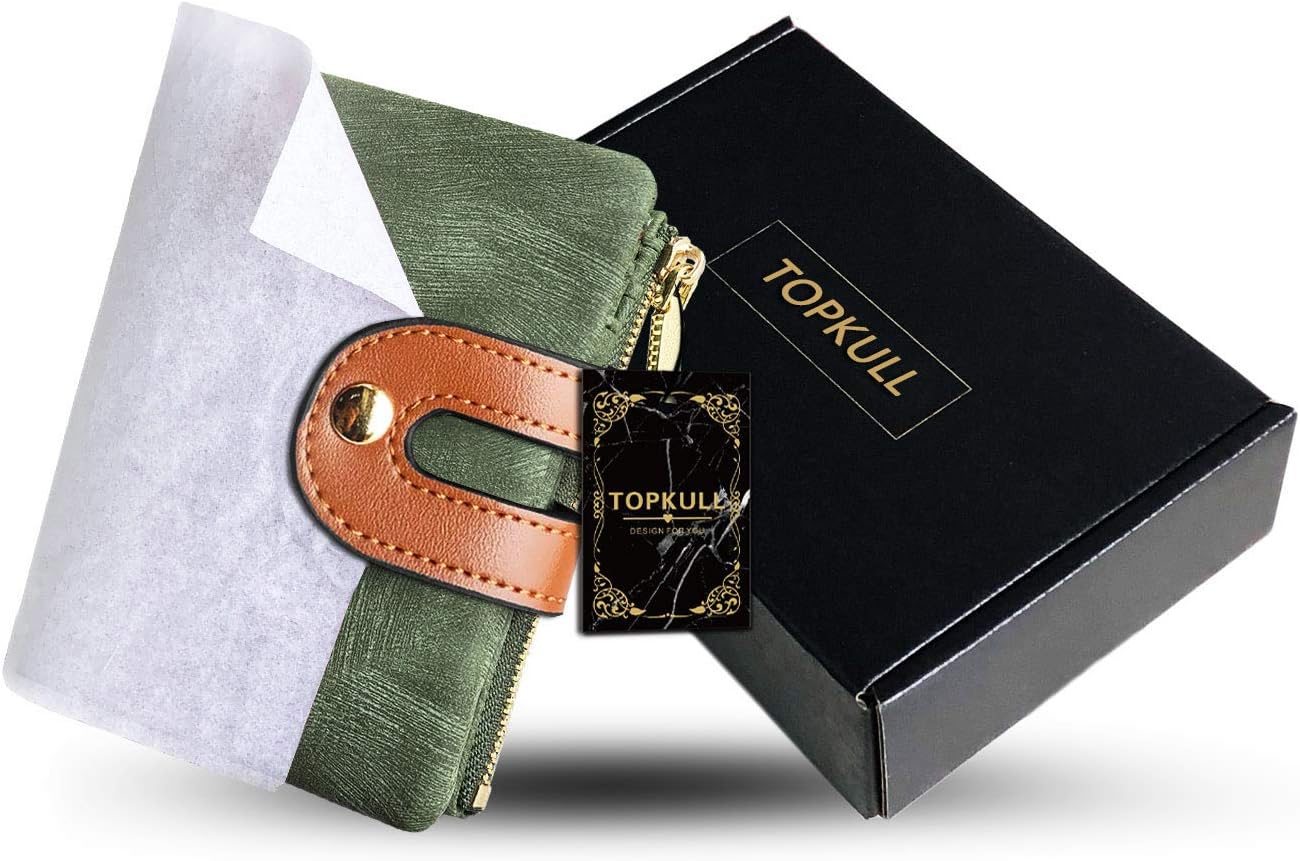 YOTOO TOPKULL Womens Wallets Bifold Leather Small Wallets for Women Mini Rfid Thin Billfolds Ladies Wallets Slim Compact with Zipper Coin Pocket (green) - Image 8