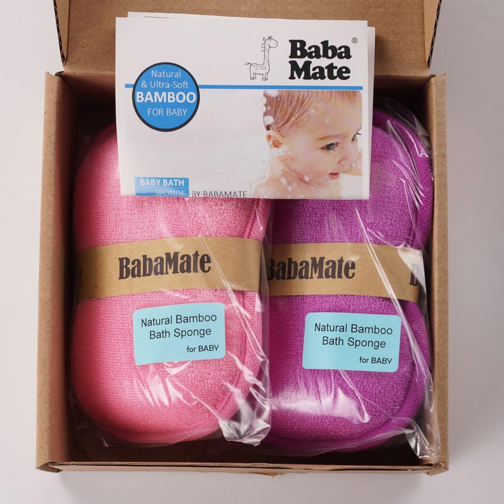 Baby Bath Sponge - Ultra Soft Baby Sponge for Bathing - Kids Bath Sponges for Infants, Toddler Bath Time, 2 Count (1 Pack) - Pink Violet - Image 6