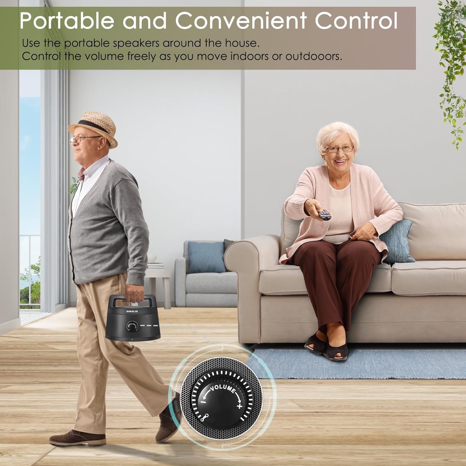 SIMOLIO Wireless Speakers for TV, Top-Grade Portable Clarifying Dialog TV Speaker for Seniors & Hard of Hearing & Elderly, Prime Wireless TV Speakers for Optimal TV Sound No Blaring TV Volume, Black - Image 5