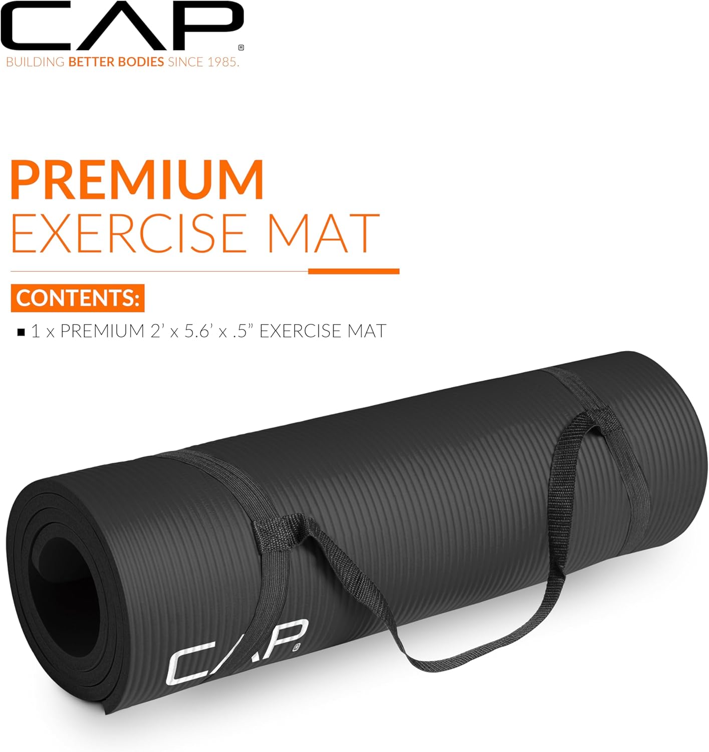 CAP Barbell 1/2-Inch High Density Exercise Yoga Mat with Strap | Multiple Options - Image 3