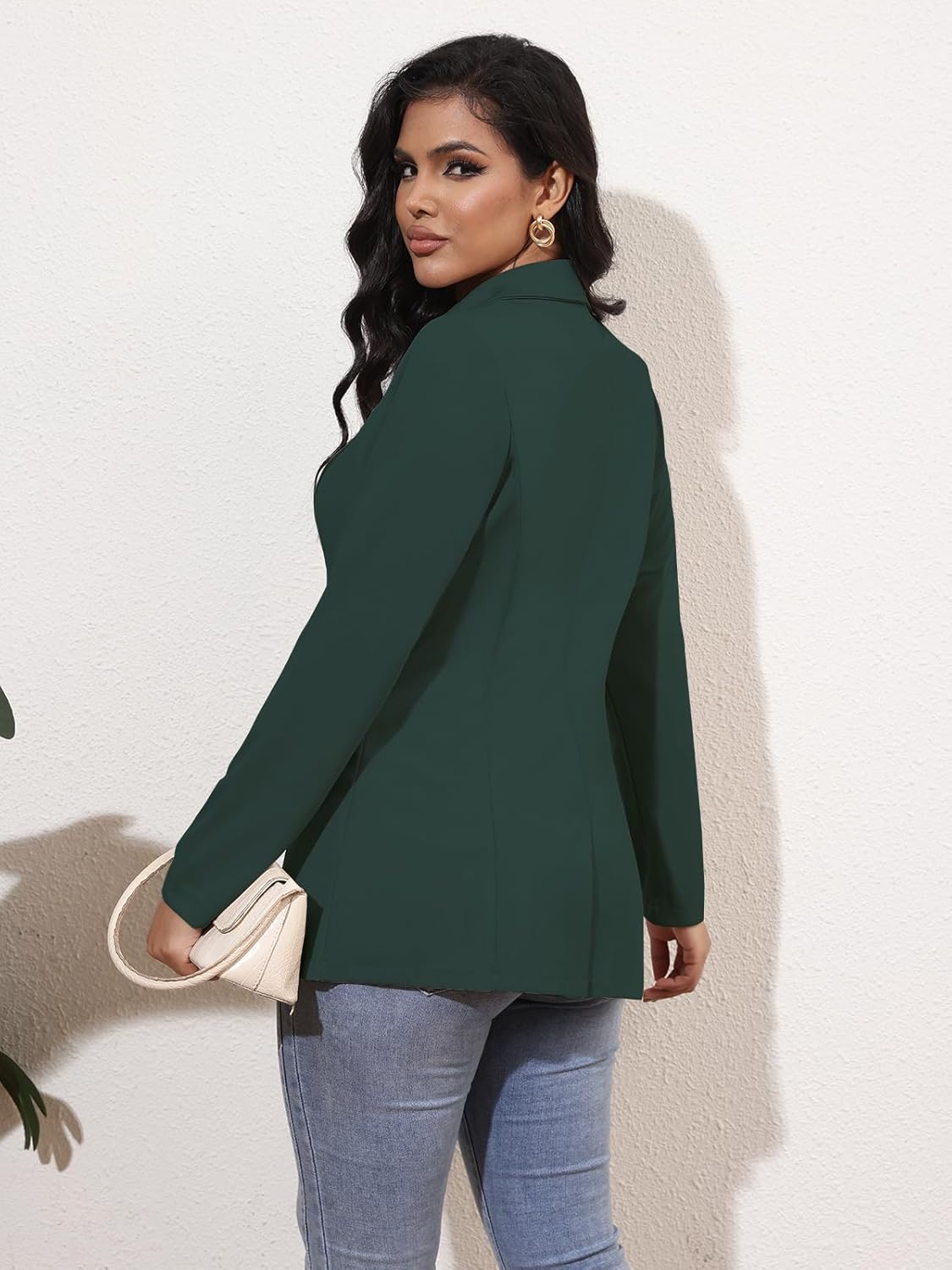 Genhoo Women's Long Sleeve Blazer Open Front Cardigan Jacket Work Office Blazer with Zipper Pockets S-3XL - Image 5