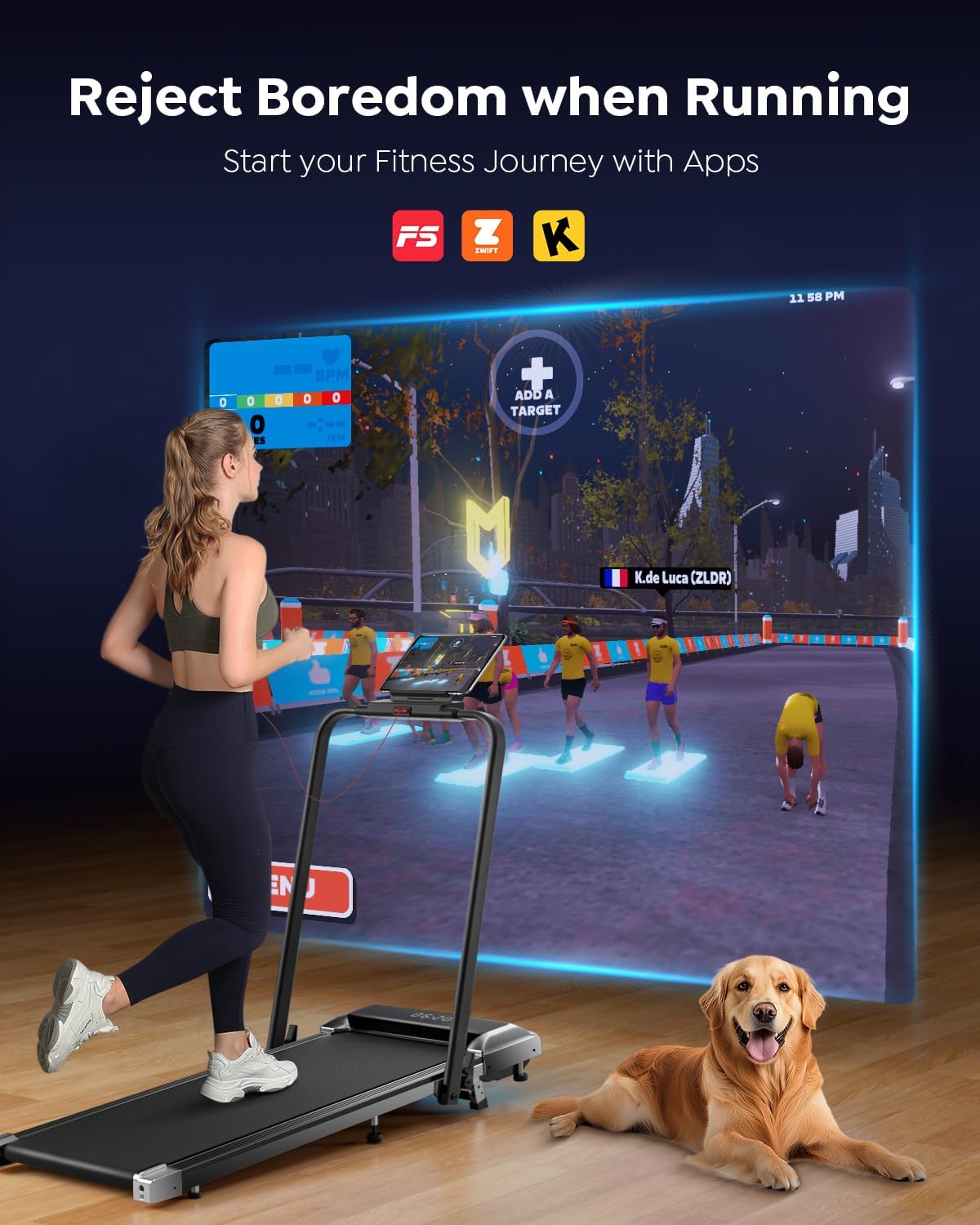 Walking Pad Treadmill with Incline, 2 in 1 Foldable Treadmills for Home Small Office, 300lbs Portable Compact Under Desk Treadmill with App, Remote Control and LED Display - Image 5