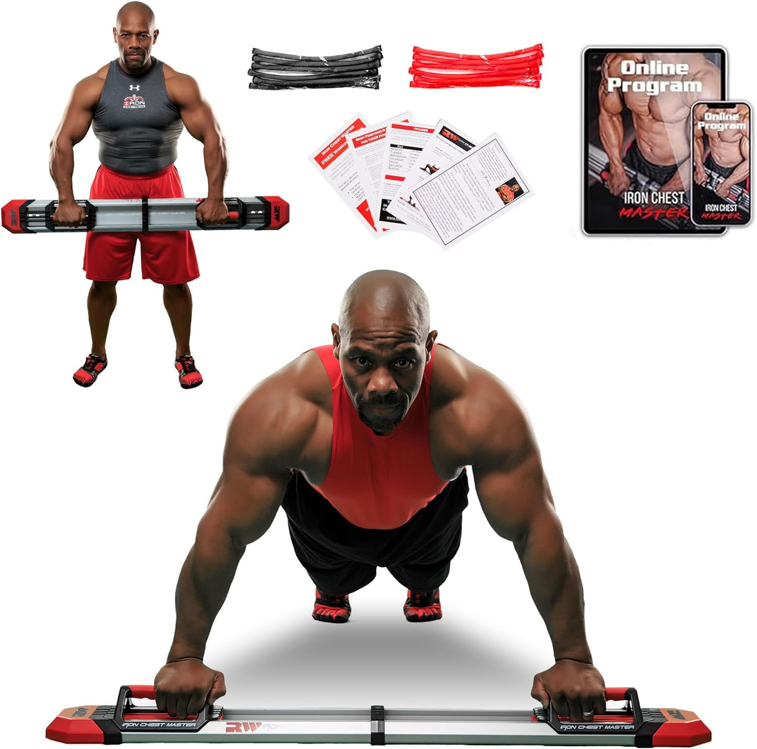 IRON CHEST MASTER Push Up Machine | Home Fitness Equipment for Chest Workouts | Home Gym Equipment Includes Adjustable Resistance Bands and a Unique Fitness Program - Image 2