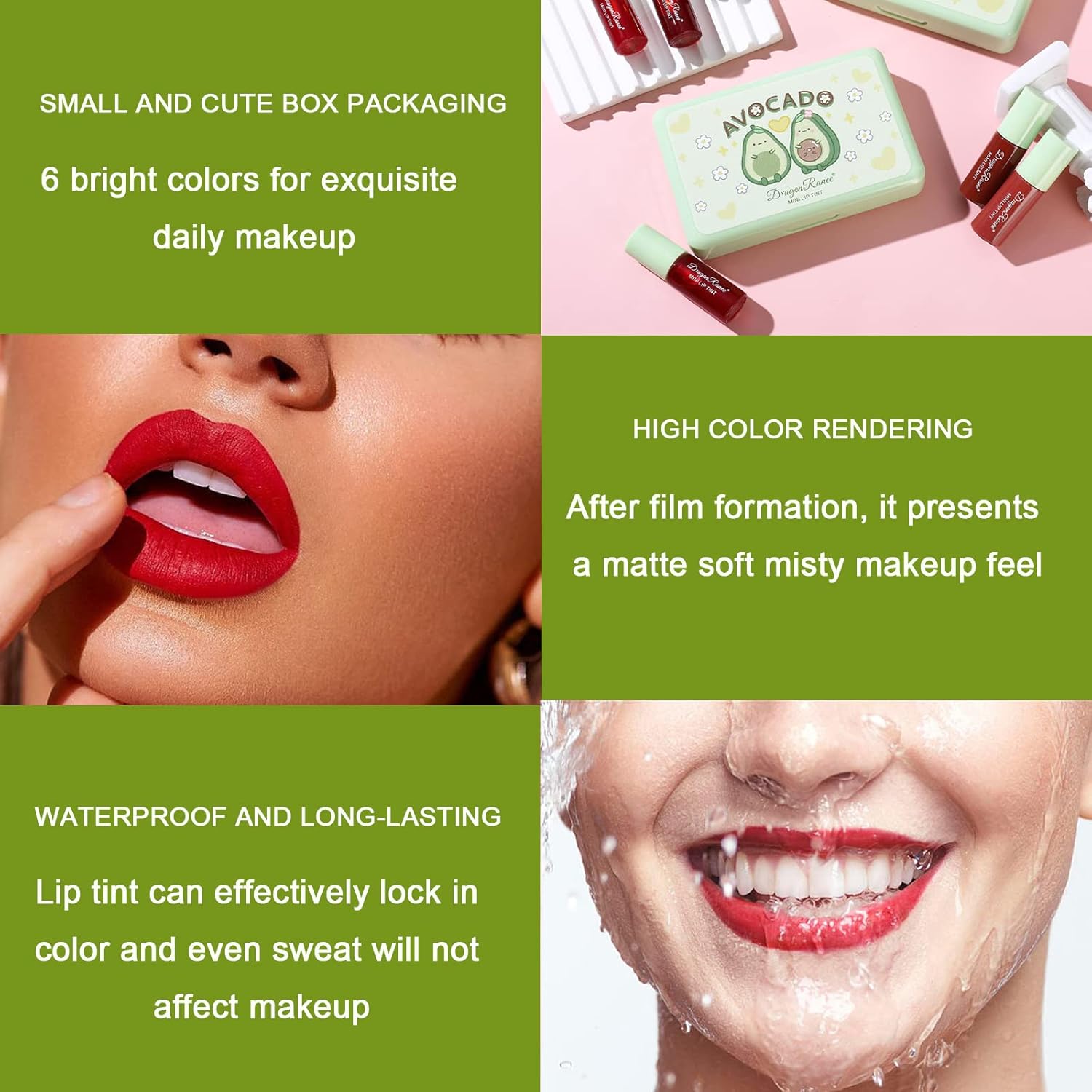 6 Colors Lip Tint Stain Set,Korean Velvet Water Lip Tint,Natural Lip and Cheek Tint, Long lasting Non-Stick Cup Waterproof Lip Tint Makeup - Image 7