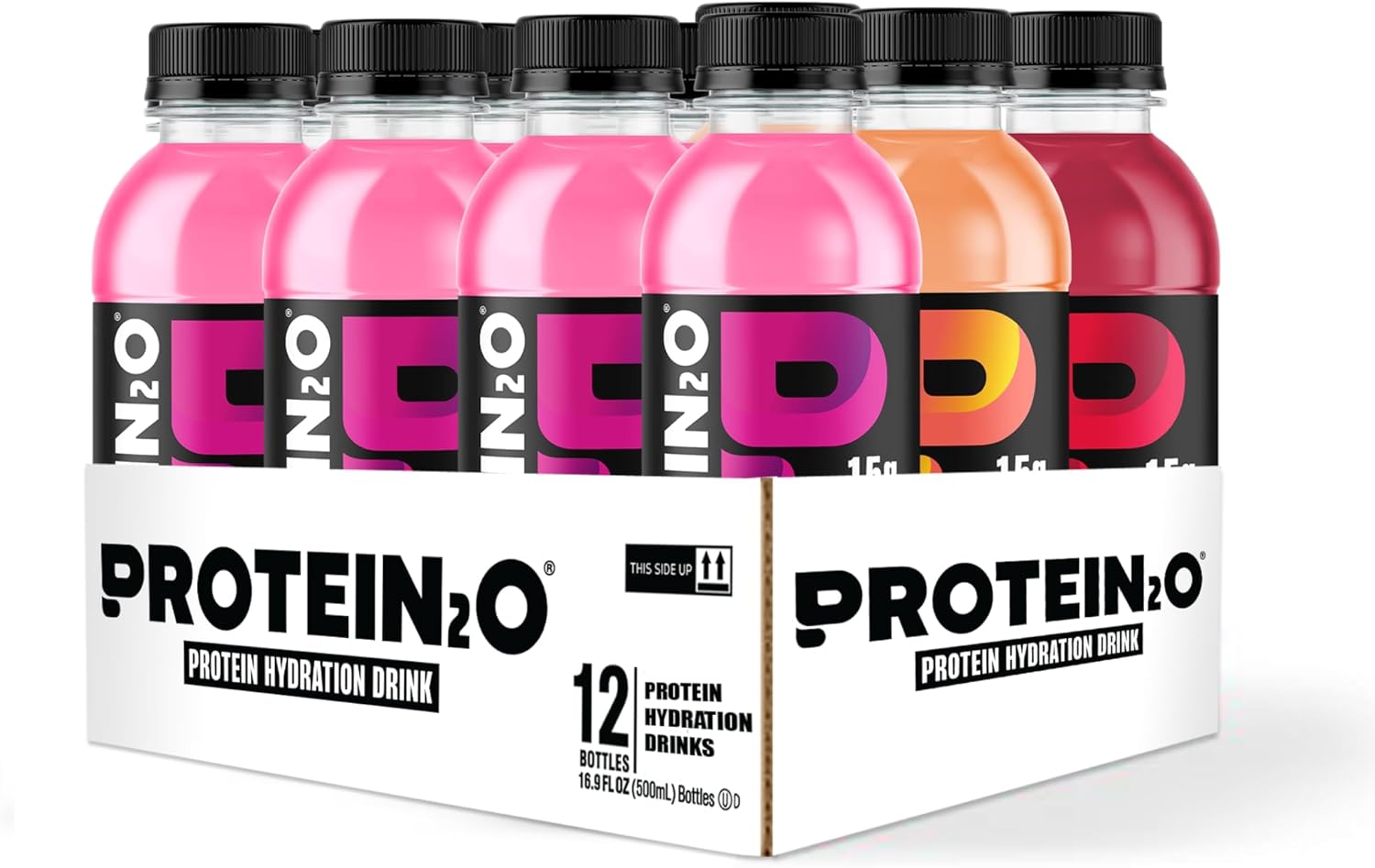Protein2o 15g Whey Protein Isolate Hydration Drink, 350mg of Electrolytes, Vitamins B5 & B6, Low Sugar, Flavor Fusion Variety Pack, 16.9 oz Bottle (Pack of 12) - Image 3