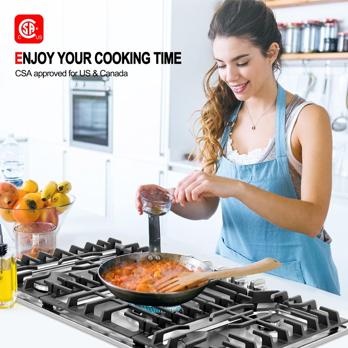 GASLAND 30 Inch Gas Cooktop, PRO GH2305SF 5 Burner Gas Stove, Built-in NG/LPG Convertible Gas Cooktops, Gas Countertop Plug-in with Thermocouple Protection, Stainless Steel - Image 9