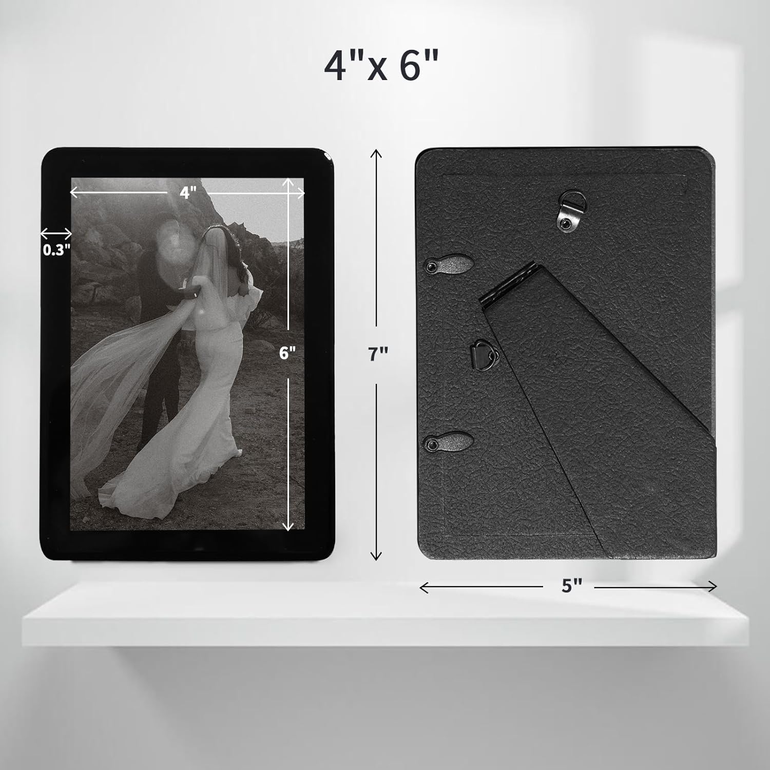 IZIDDO 4x6 Picture Frame Black Real Glass Picture Frames Minimalist Decor Photo Frame with Wall Mount or Tabletop Standing - Image 7