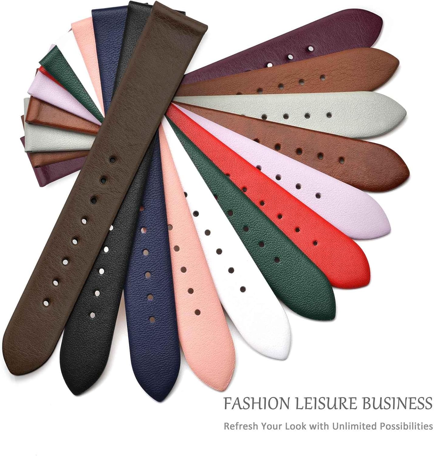 WOCCI 12mm Lug Width, Elegant Watch Band, Genuine Leather Replacement Strap with Rose Gold Buckle (Gray) - Image 7