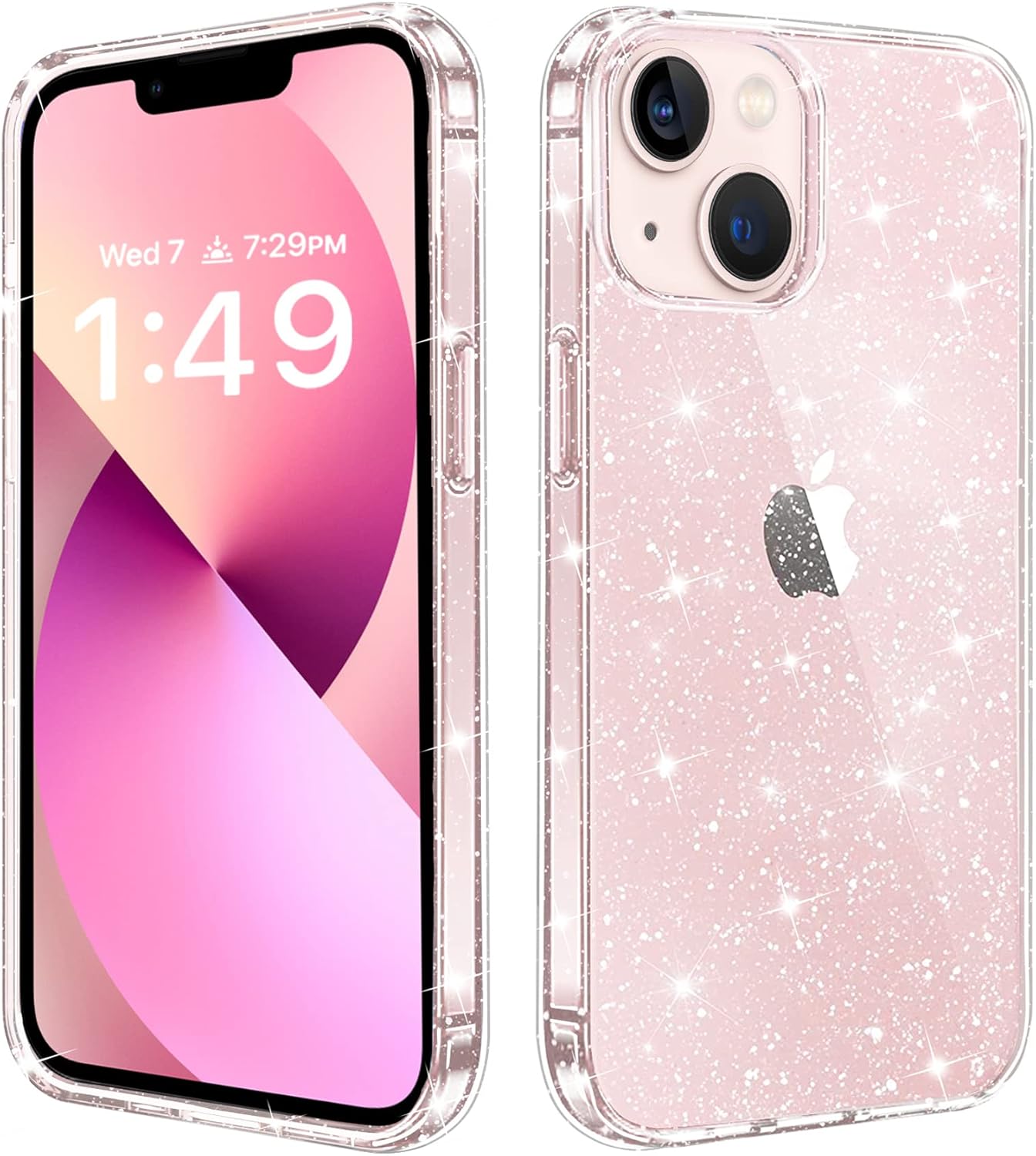 Compatible with iPhone 13 Case, Clear Glitter Soft TPU Shockproof Protective Bumper Cover, Sparkle Bling Sparkly Cute Slim Women Girls Phone Case for iPhone 13, 6.1inch - Image 2