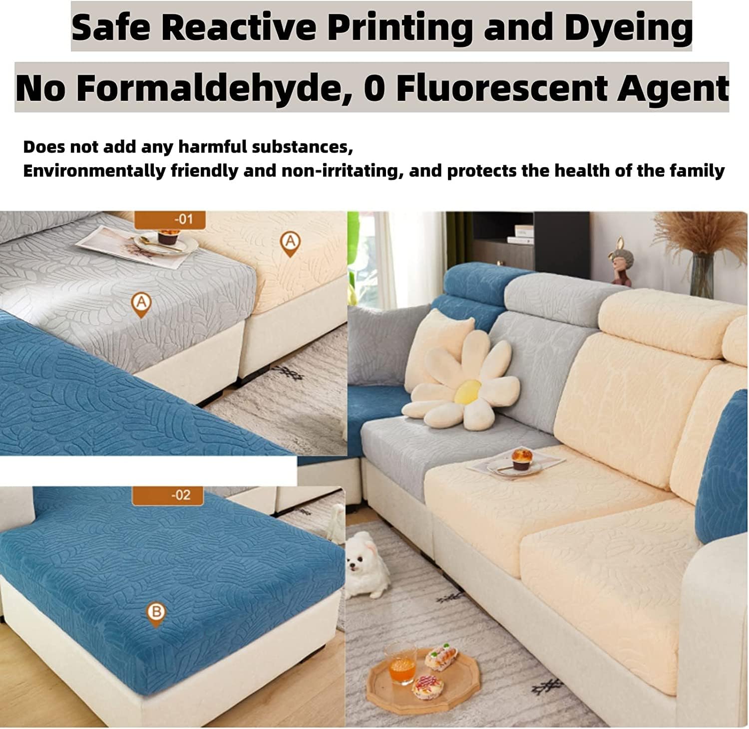 Magic Sofa Covers Magic Sofa Couch Covers 2024 New Wear-Resistant Universal Sofa Cover Stretch for Sectional Slipcovers (Texture-Gray Blue,Chaise Cover) - Image 6