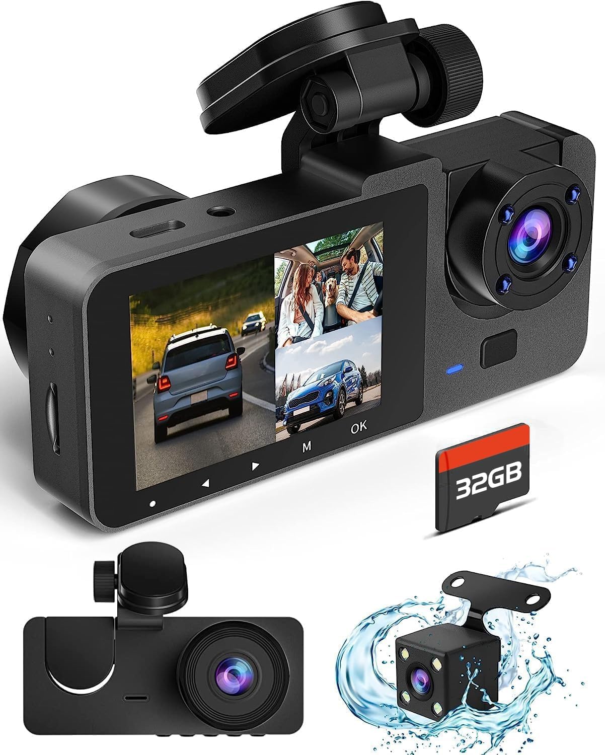 Dash Camera for Cars,4K Full UHD Car Camera Front Rear with 32GB Card,Built-in Super Night Vision,2.0'' IPS Screen,170°Wide Angle,WDR, 24H Parking Mode, Loop Recording - Image 2
