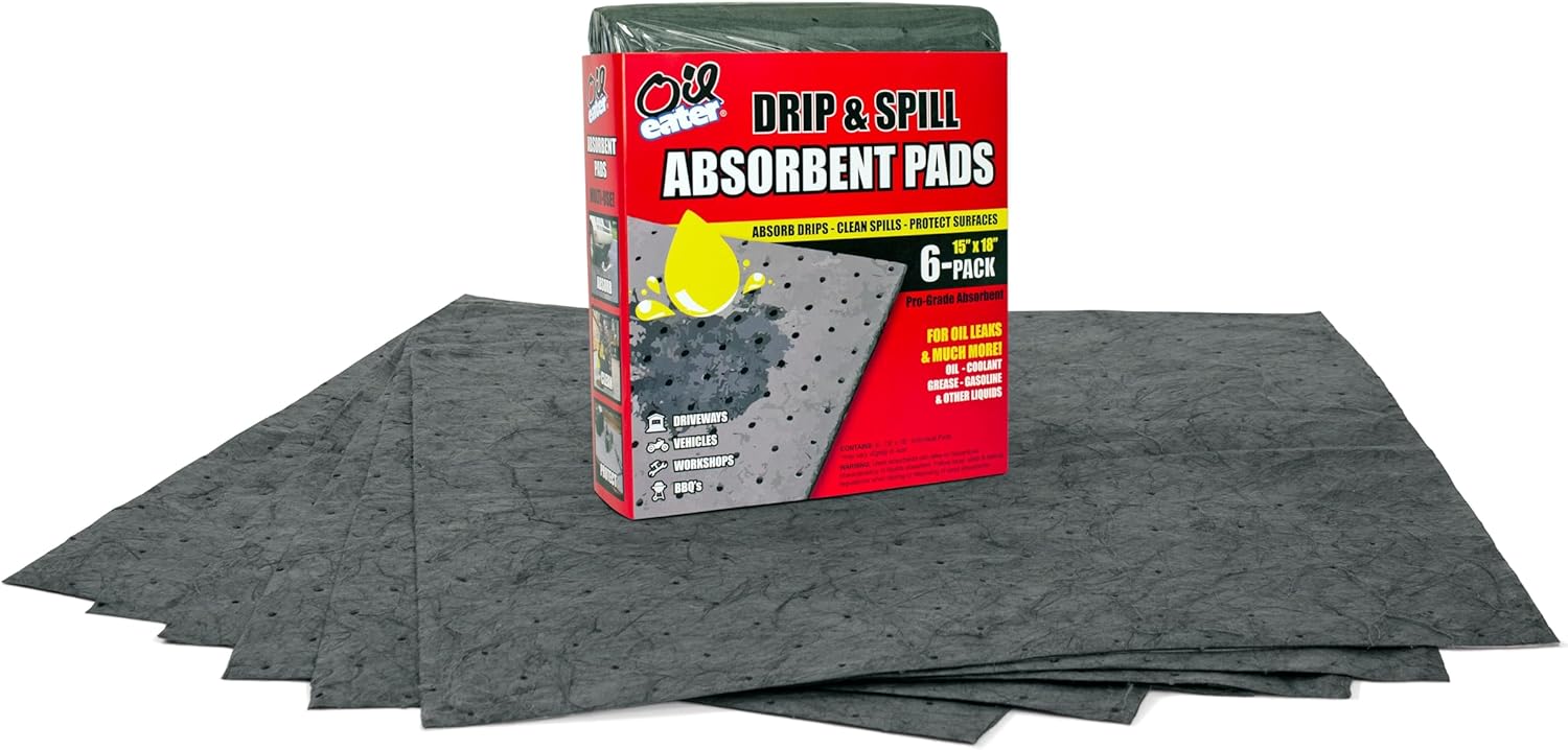 Oil Eater Drip & Spill Universal Pads - Absorbs Liquids | Soaks Oil, Grease, Coolant and Water-Based Fluids - Car, Truck, RV, Motorcycle and Tools - 6 Pack,Grey,15" x 18",AOA-BPL006-GREY - Image 2