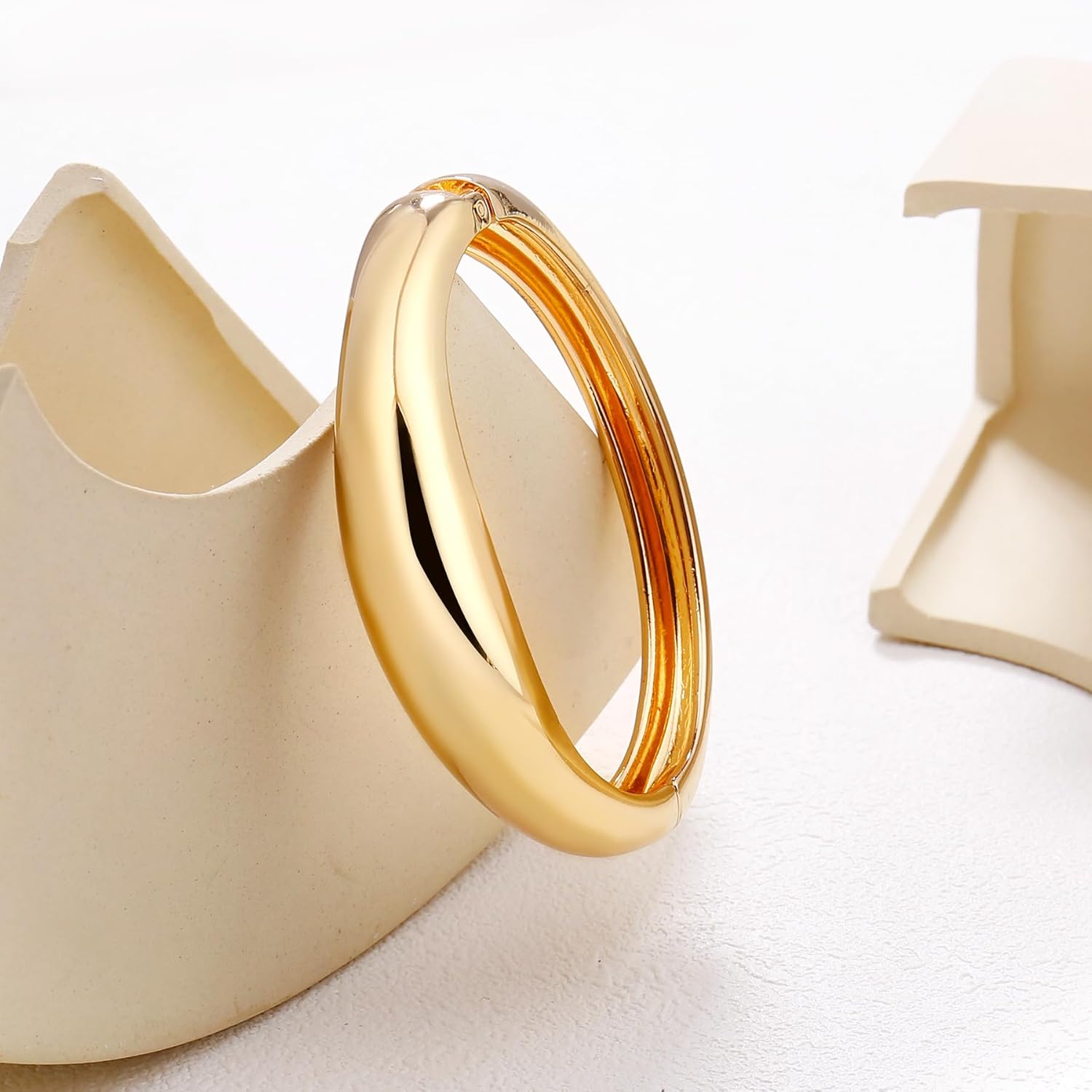 Elegance 11 designs Gold Cuff Bangle Bracelets For Women Trendy Hinged Cuff Open Wide Chunky Gold Bracelet Minimalist Bangle Jewelry Gift - Image 4