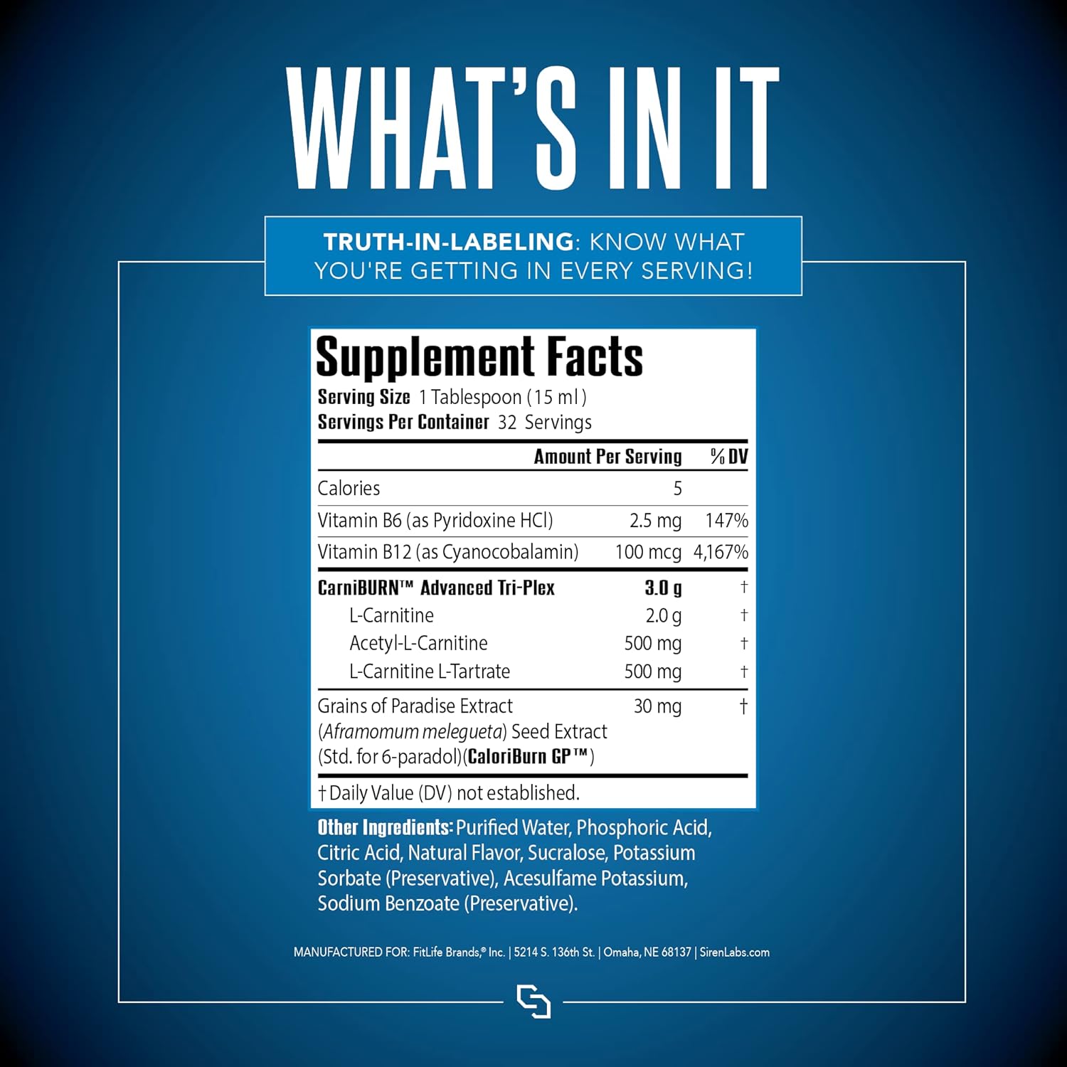 Siren Labs L-Carnitine Elite Burn Liquid Keto Fat Burner and Metabolism Activator - Fat Loss Support Keto Friendly Weight Loss Increase Energy-Stimulant Free - Lemon Lime 3000mg (32 Servings) - Image 3