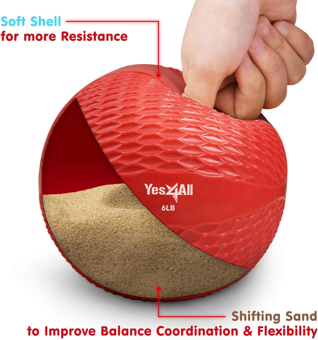 Yes4All Weighted Toning Balls for Exercise, Soft Medicine Balls for Exercise, Pilates, Yoga, Balance, Flexibility, 2-10lbs - Image 4