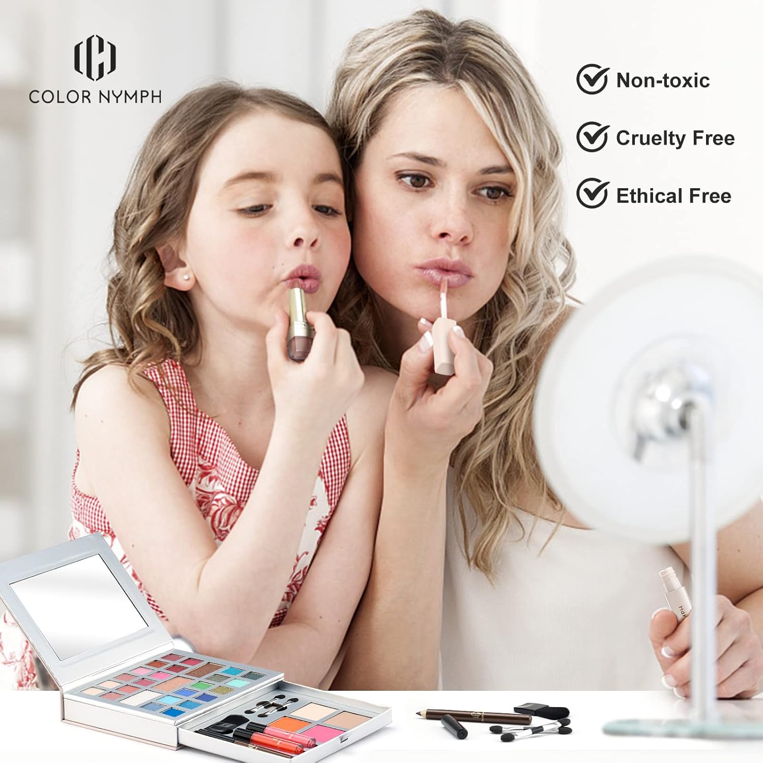 Color Nymph All-in-One Makeup Kit - Perfect for Women, Teens, and Beginners! Unlock Endless Possibilities with 24 Gorgeous Shades of Matte and Shimmer Eyeshadow, Highly Pigmented Lip Glosses, Eyeliner - Image 7