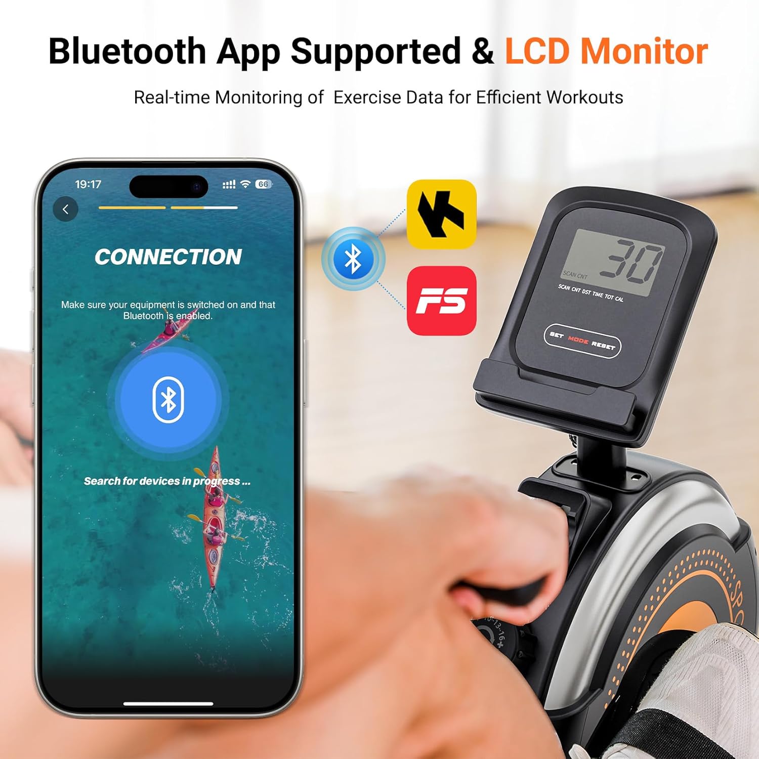 Dripex Rowing Machines for Home Use, Rowing Machine Max 350 LBS, Magnetic Rower with 16 Levels of Workout Resistance, Dual Slide Rail, Bluetooth App Supported, LCD Monitor,Row Machine for Gym Exercise - Image 6