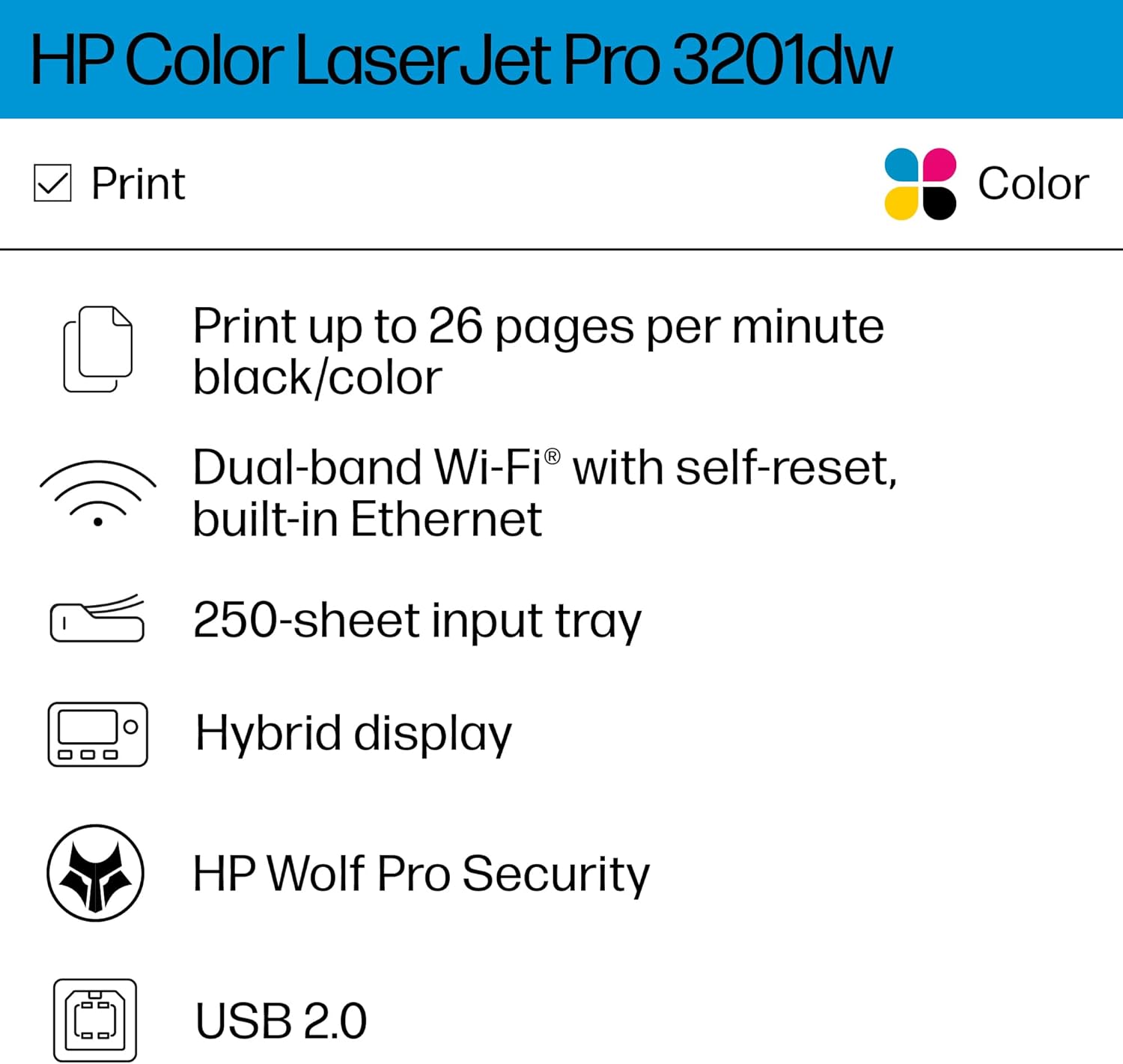 HP Color Laserjet Pro 3201dw Wireless Color Laser Printer, Office Printer, Duplex, Best-for-Office (499Q9F) - Image 3