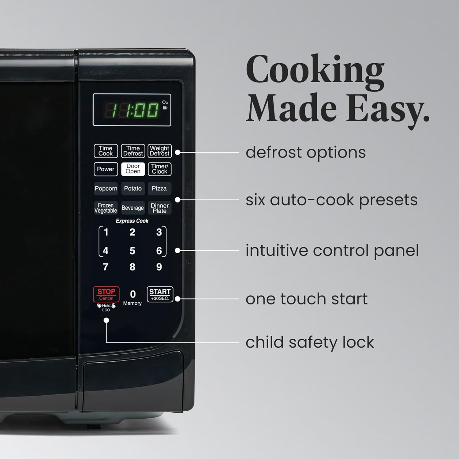 Farberware Countertop Microwave 700 Watts, 0.7 Cu. Ft. - Microwave Oven With LED Lighting and Child Lock - Perfect for Apartments and Dorms - Easy Clean Grey Interior, Retro Black - Image 4