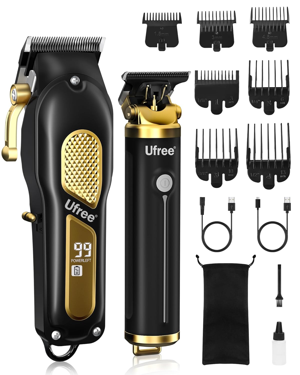 Ufree Hair Clippers for Men, Professional Clippers and Trimmers Set, Cordless Clippers for Hair Cutting, Beard Trimmer, Barber Clippers, Rechargeable Electric Shaver, Gifts for Men - Image 2