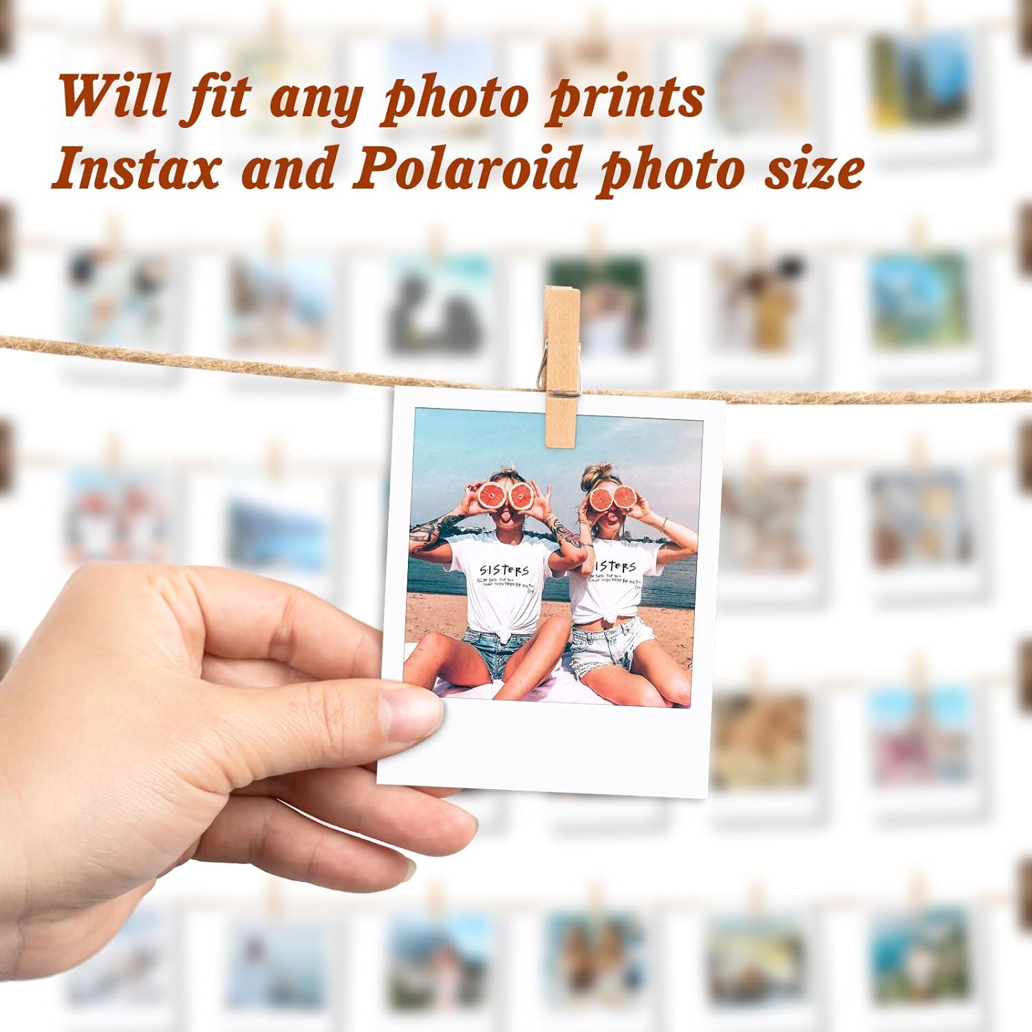 Emfogo Picture Frames Collage Wall Decor Photo Frame Collage Picture frames with 30 Clips Wall Decor Walnut - Image 3