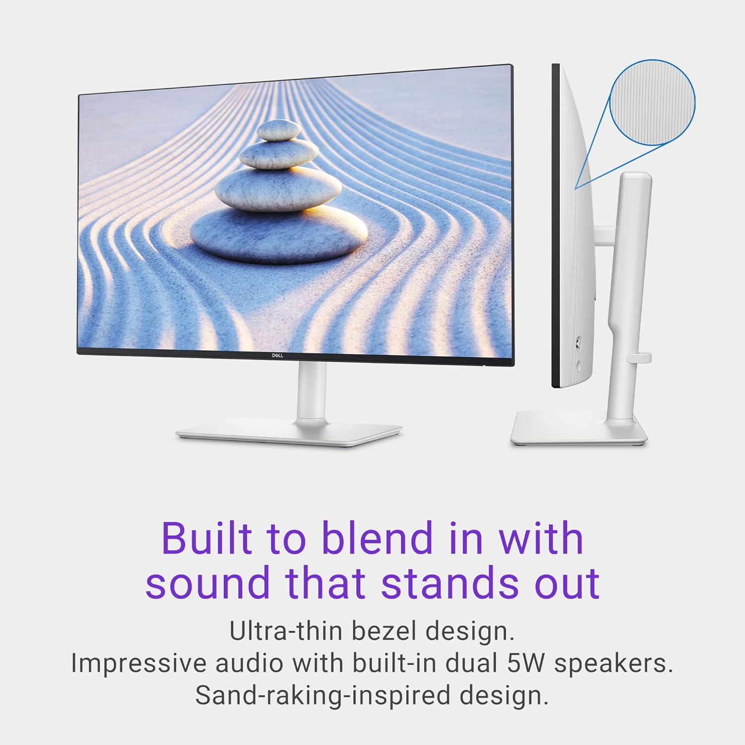 Dell S2725HS 27 Inch Monitor, FHD (1920x1080) Display, 100Hz Refresh Rate, 1500:1 Contrast Ratio, TÜV Rheinland Eye Comfort 4 Star, Integrated 2x5W Speaker, Height/Tilt/Swivel/Pivot- Ash White Color - Image 3