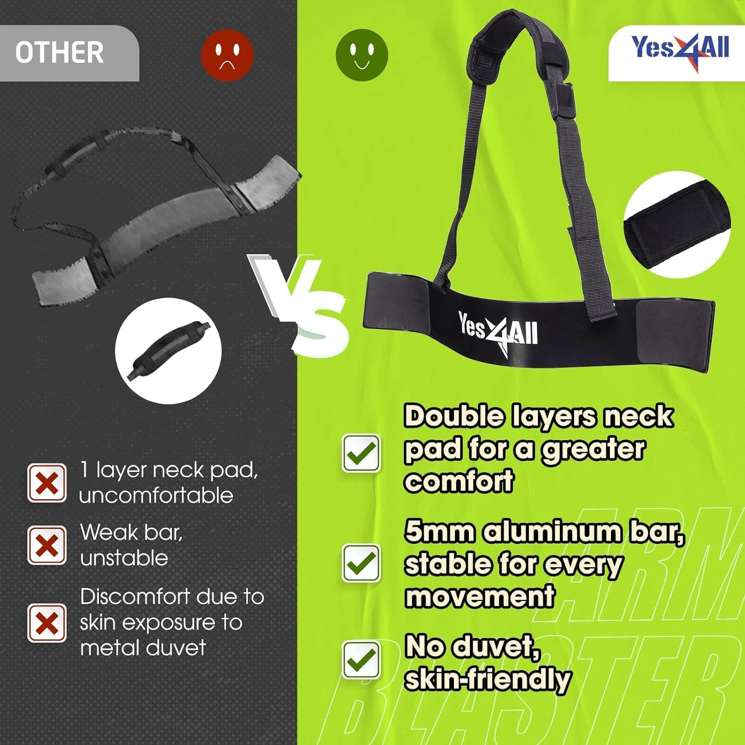 Yes4All Arm Blaster for Biceps & Triceps Dumbbells, 2-Layers Neck Cushion Bicep Curl Support Isolator for Body Building, Strength Training, and Muscle Gain - Image 6