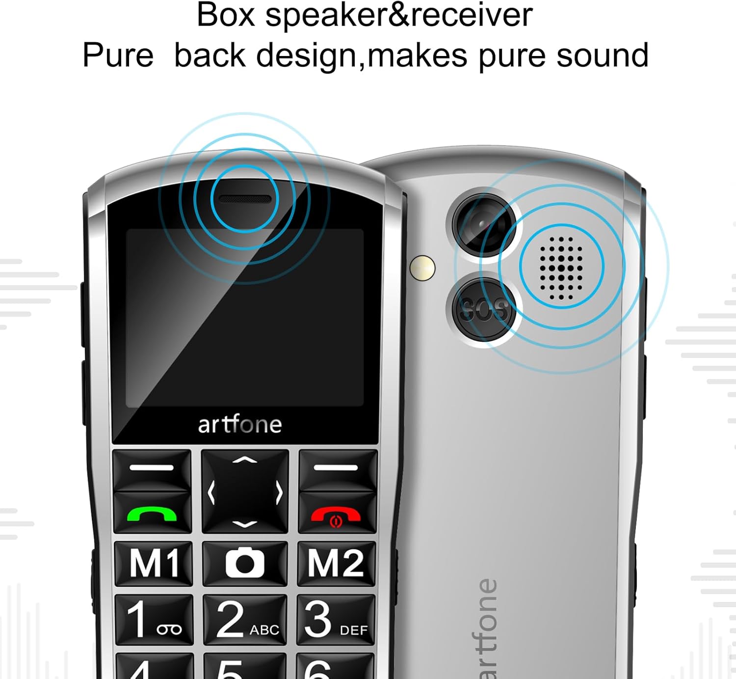 A400 4G Cell Phone for Seniors丨Dumb Phone Unlocked with SOS Button丨2MP Camera丨2.4" LCD丨Super-Loud Speaker丨Speed Dial丨Basic Phone with 1800mAh Battery丨Charging Dock丨USB-C,Dual-Nano SIM - Silver - Image 4